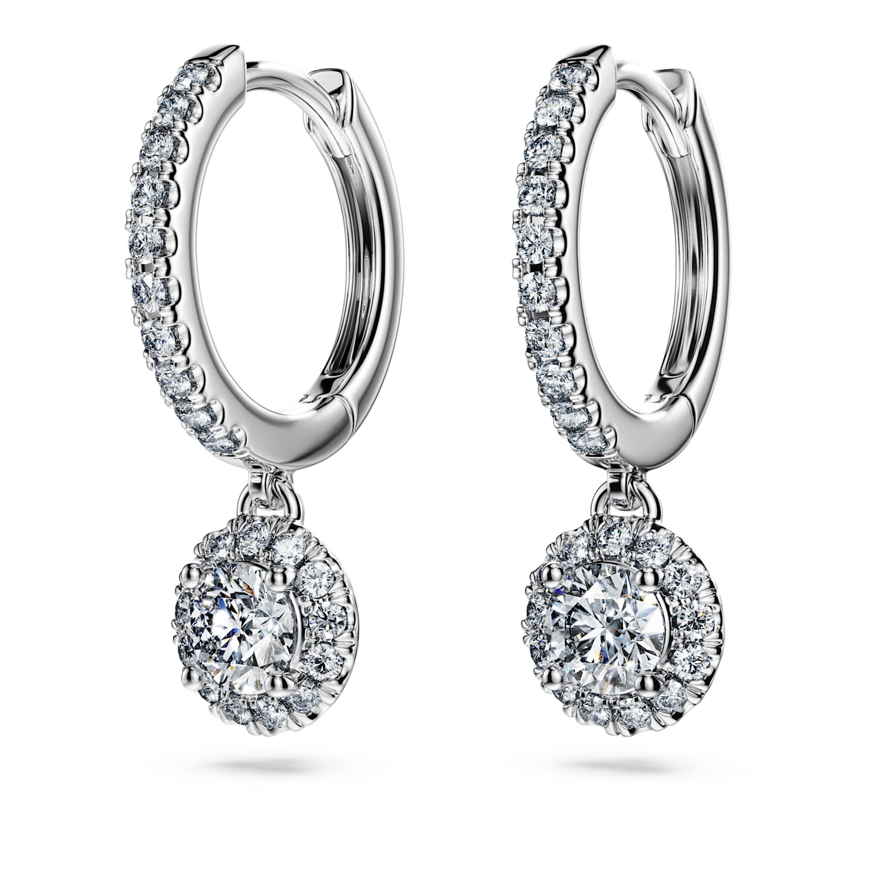 Eternity drop earrings, Lab-grown diamonds 1.1 ct tw, Round shape, 14K white gold by SWAROVSKI