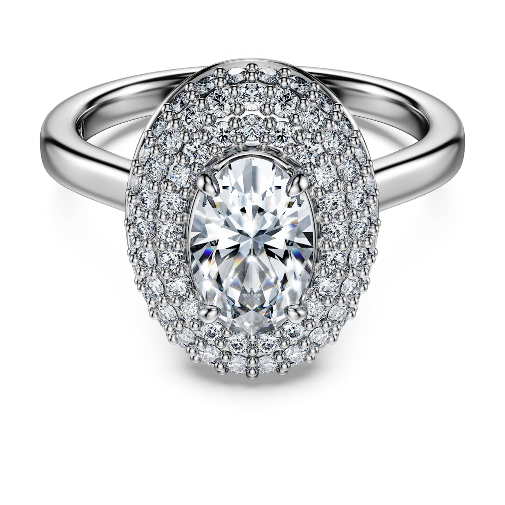 Eternity halo solitaire ring, Lab-grown diamonds 1.5 ct tw, Mixed shapes, 14K white gold by SWAROVSKI