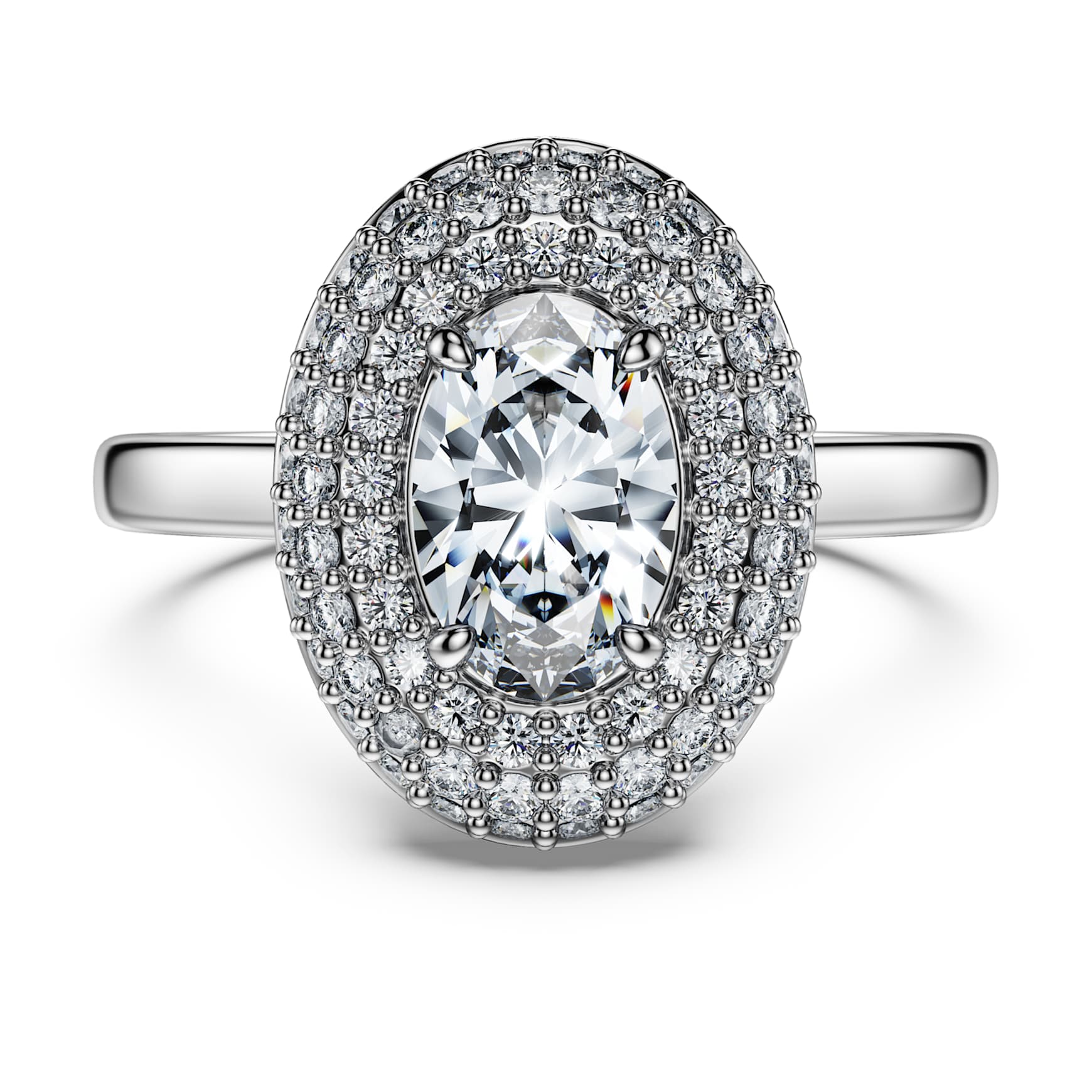 Eternity halo solitaire ring, Lab-grown diamonds 1.5 ct tw, Mixed shapes, 14K white gold by SWAROVSKI