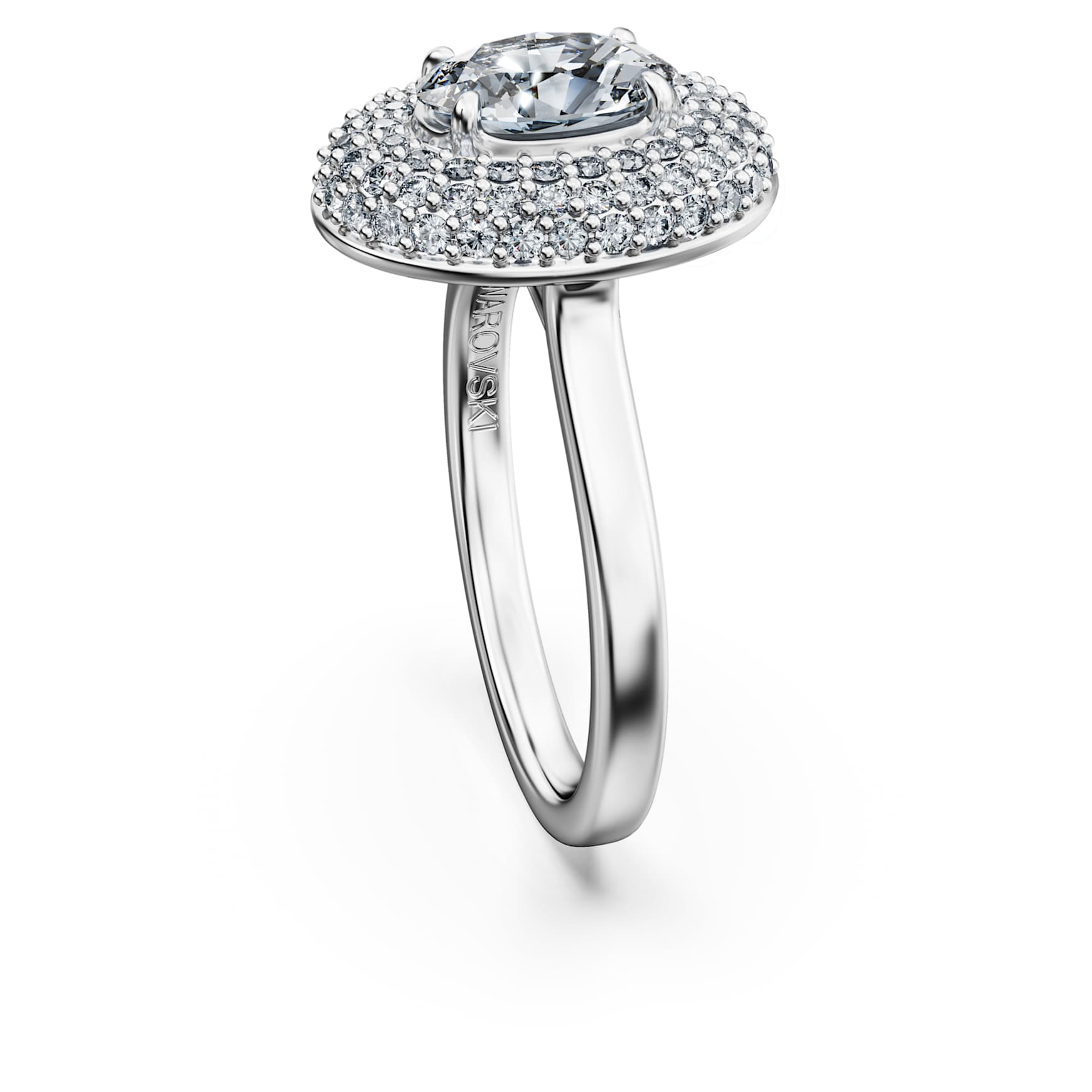 Eternity halo solitaire ring, Lab-grown diamonds 1.5 ct tw, Mixed shapes, 14K white gold by SWAROVSKI