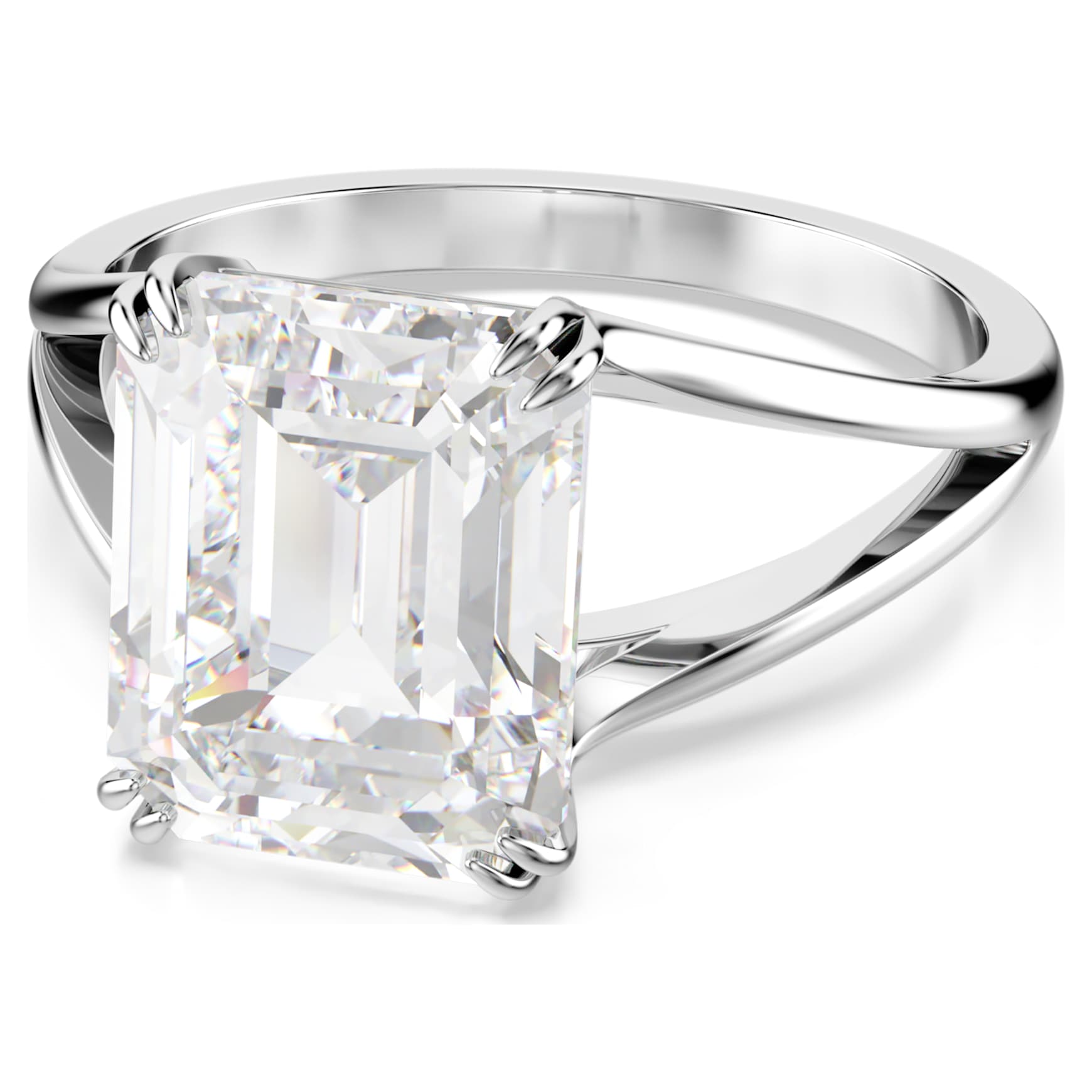 Stilla cocktail ring, Octagon cut, White, Rhodium plated