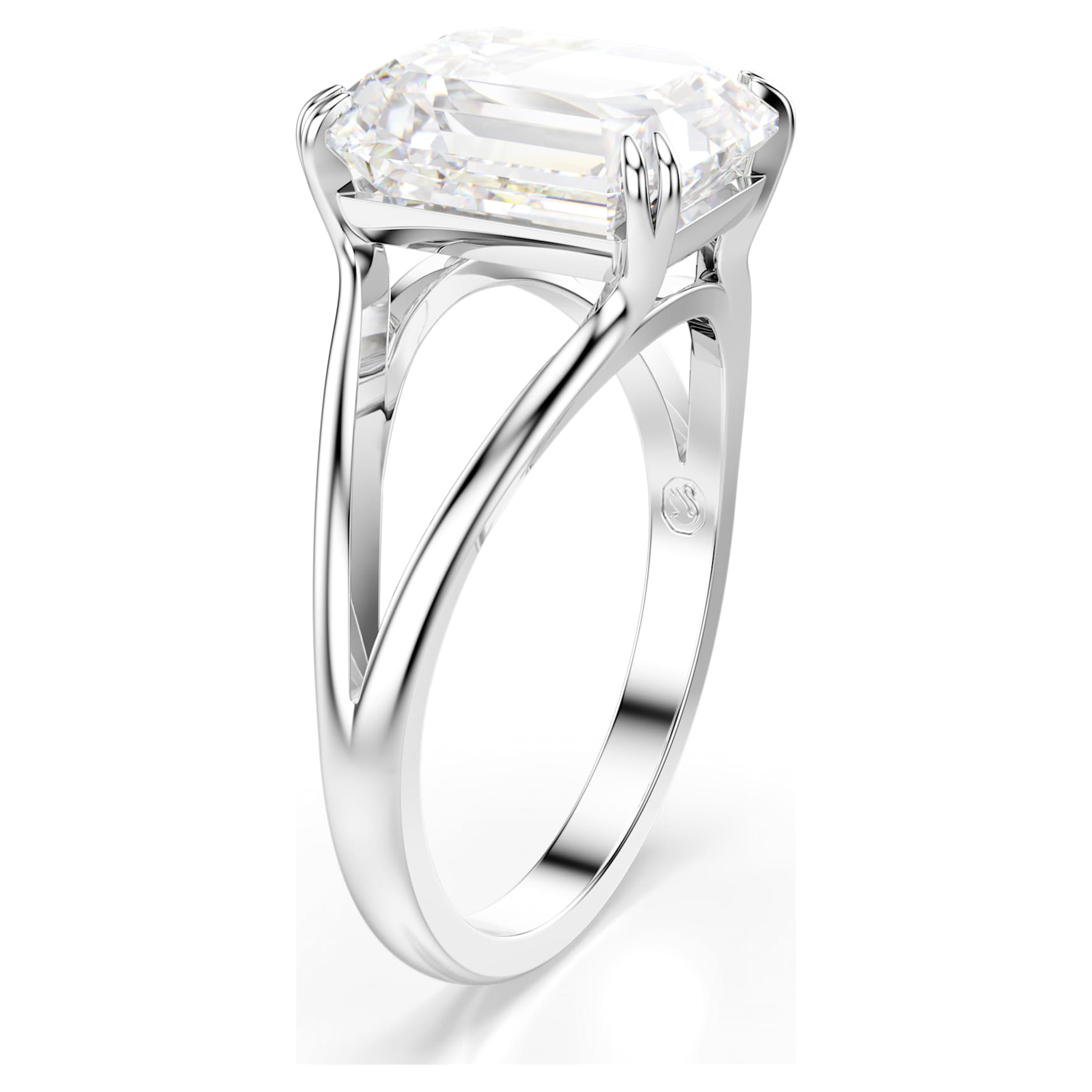 Stilla cocktail ring, Octagon cut, White, Rhodium plated