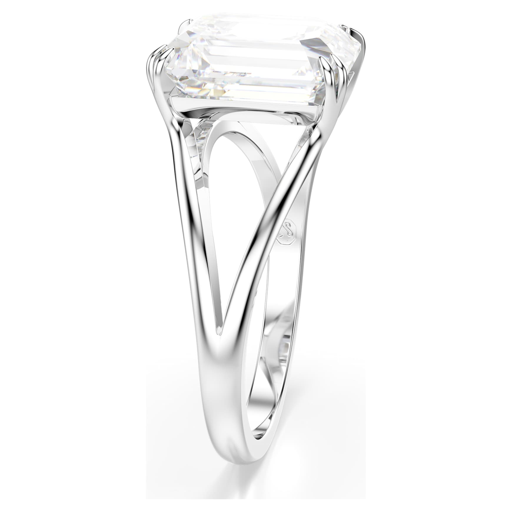 Stilla cocktail ring, Octagon cut, White, Rhodium plated