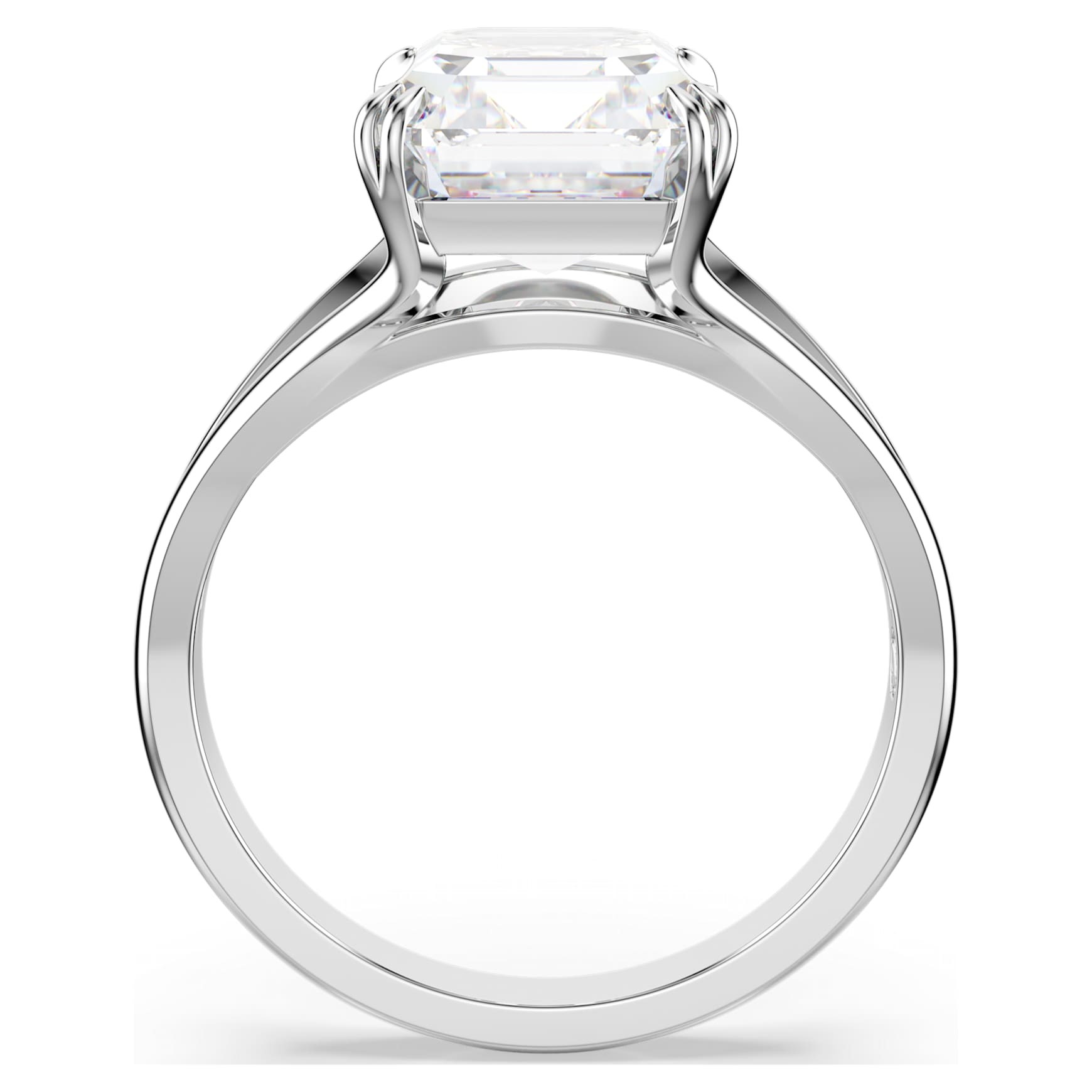 Stilla cocktail ring, Octagon cut, White, Rhodium plated