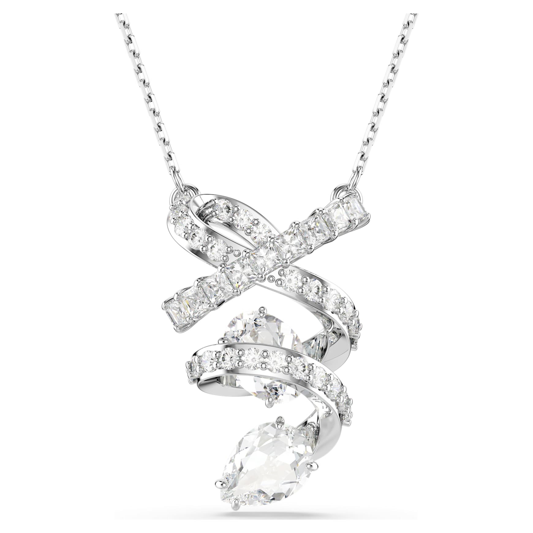 Hyperbola pendant, Mixed cuts, White, Rhodium plated by SWAROVSKI