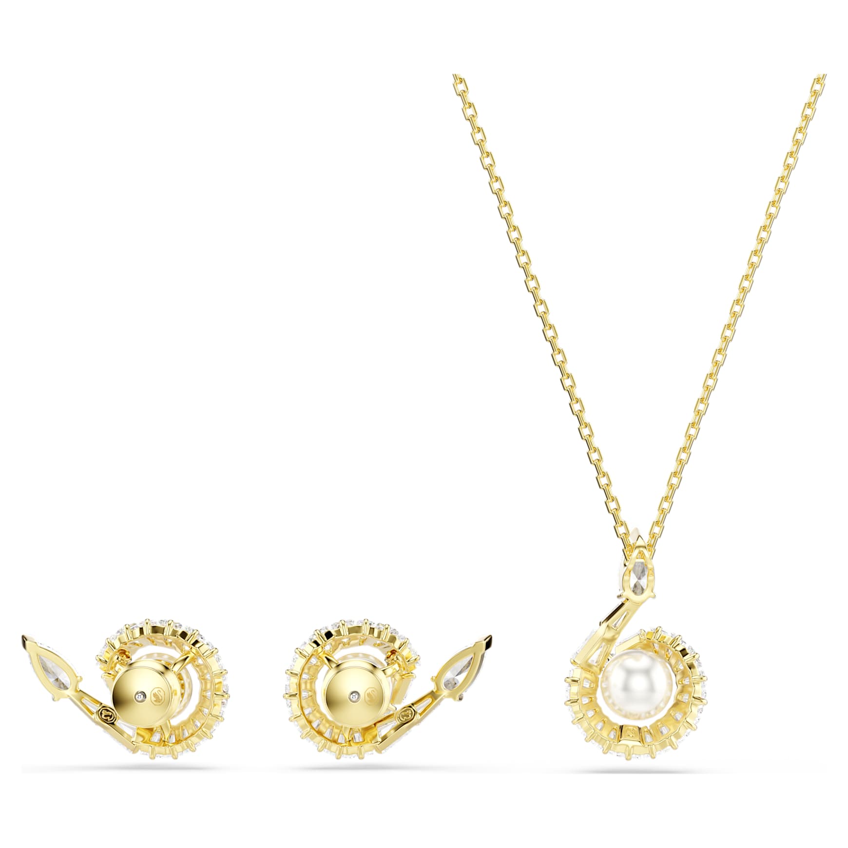 Snake set, Crystal pearl, Mixed cuts, Year of the Snake, White, 18K gold finish