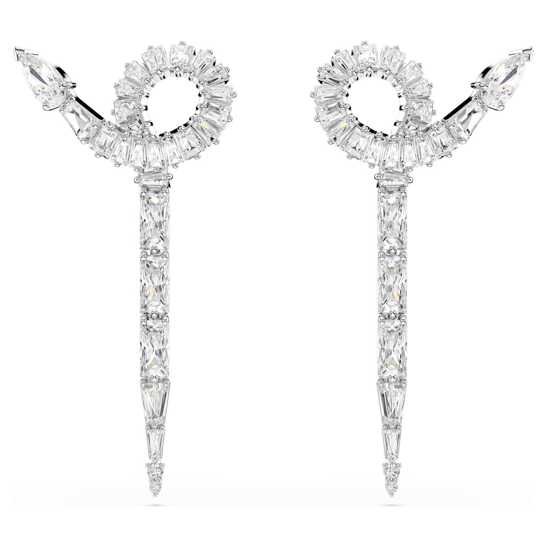 Snake drop earrings, Mixed cuts, Year of the Snake, White, Rhodium plated by SWAROVSKI