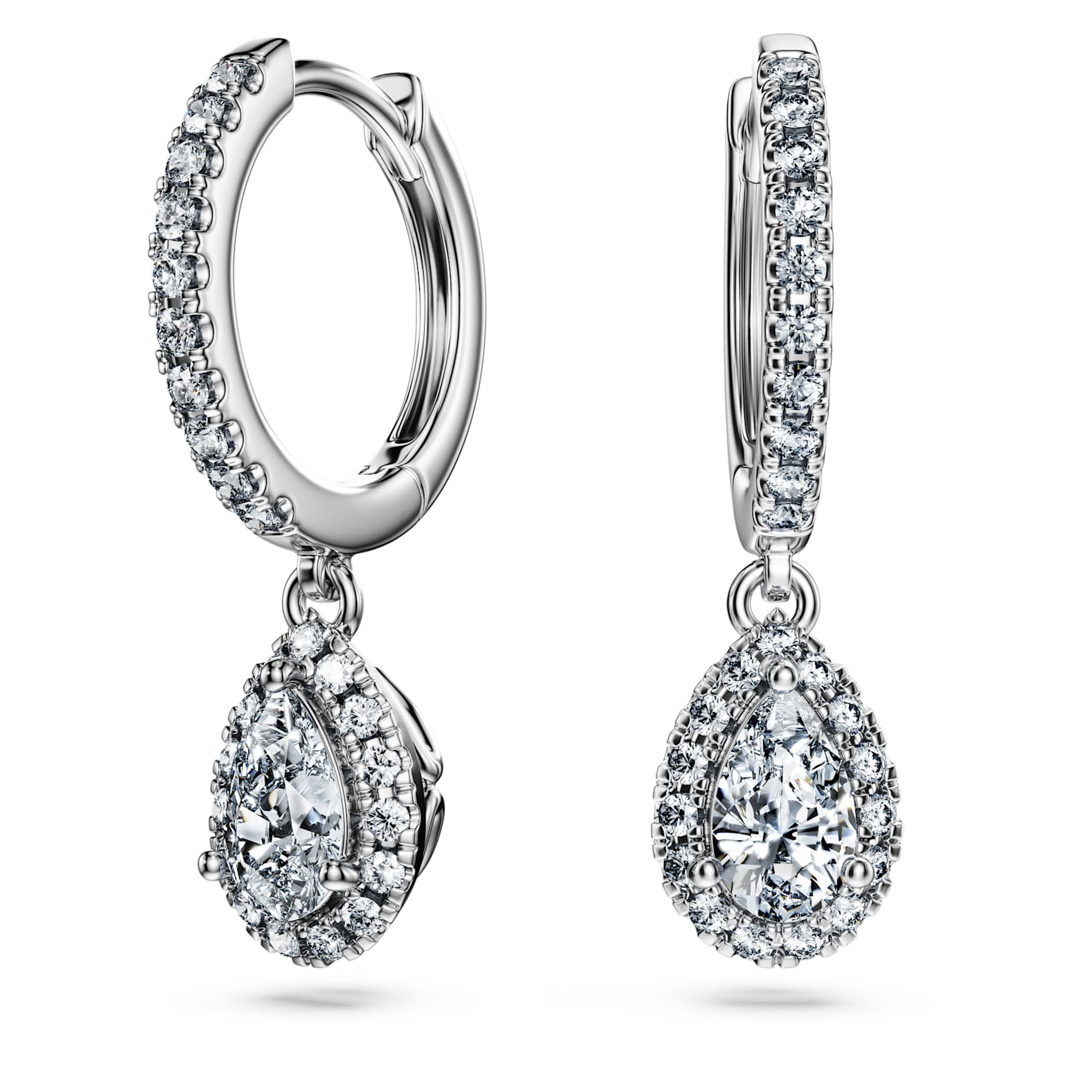 Eternity drop earrings, Lab-grown diamonds 1.25 ct tw, Pear shape, 14K white gold by SWAROVSKI