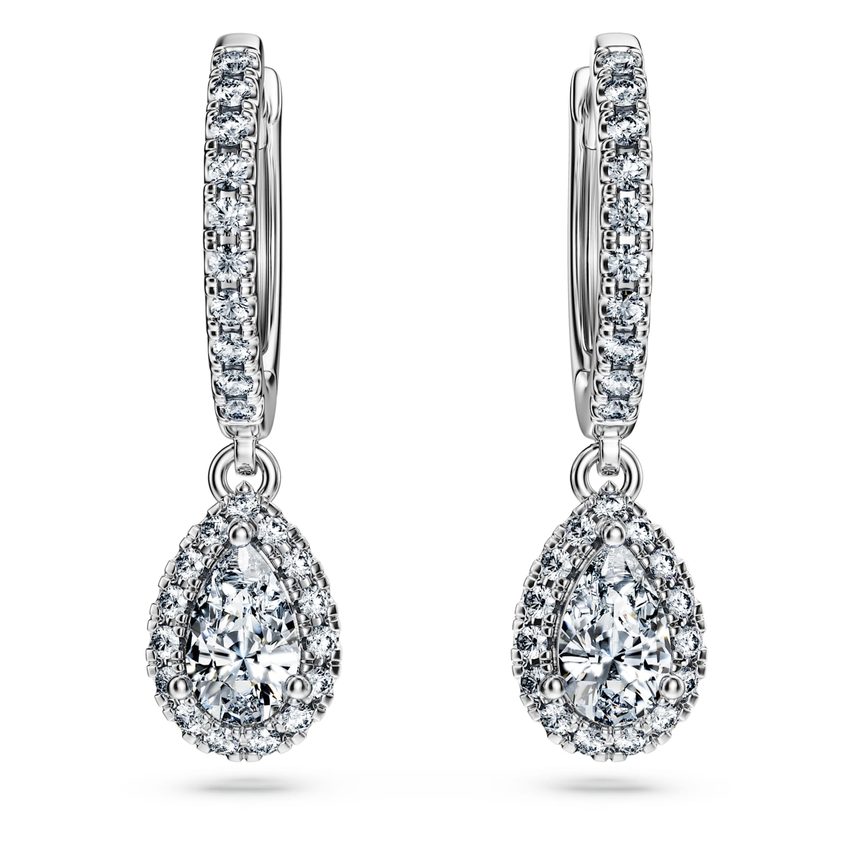 Eternity drop earrings, Lab-grown diamonds 1.25 ct tw, Pear shape, 14K white gold by SWAROVSKI