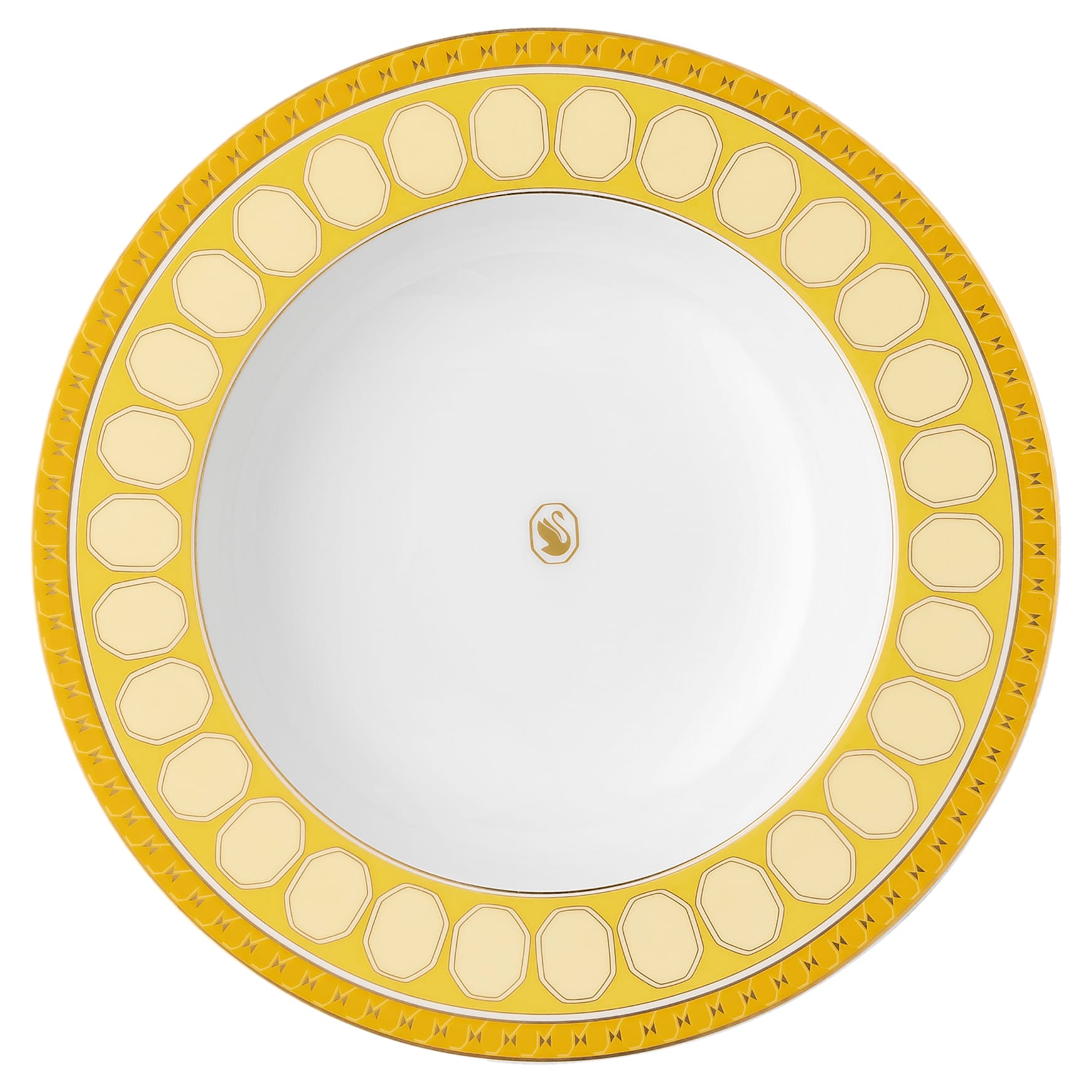 Signum soup plate, Porcelain, Yellow by SWAROVSKI