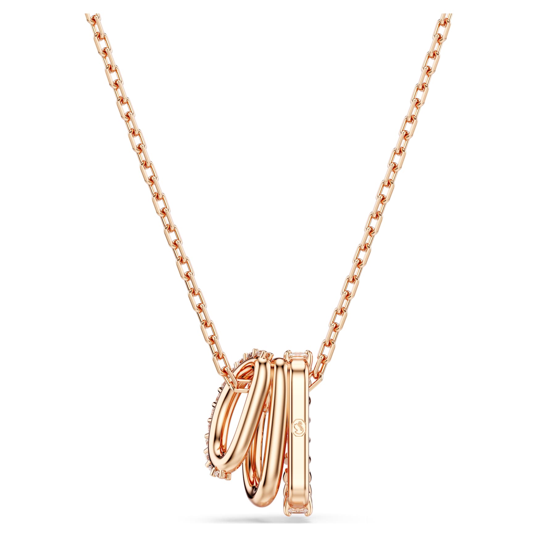 Hyperbola pendant, Mixed cuts, White, 18K rose gold finish
