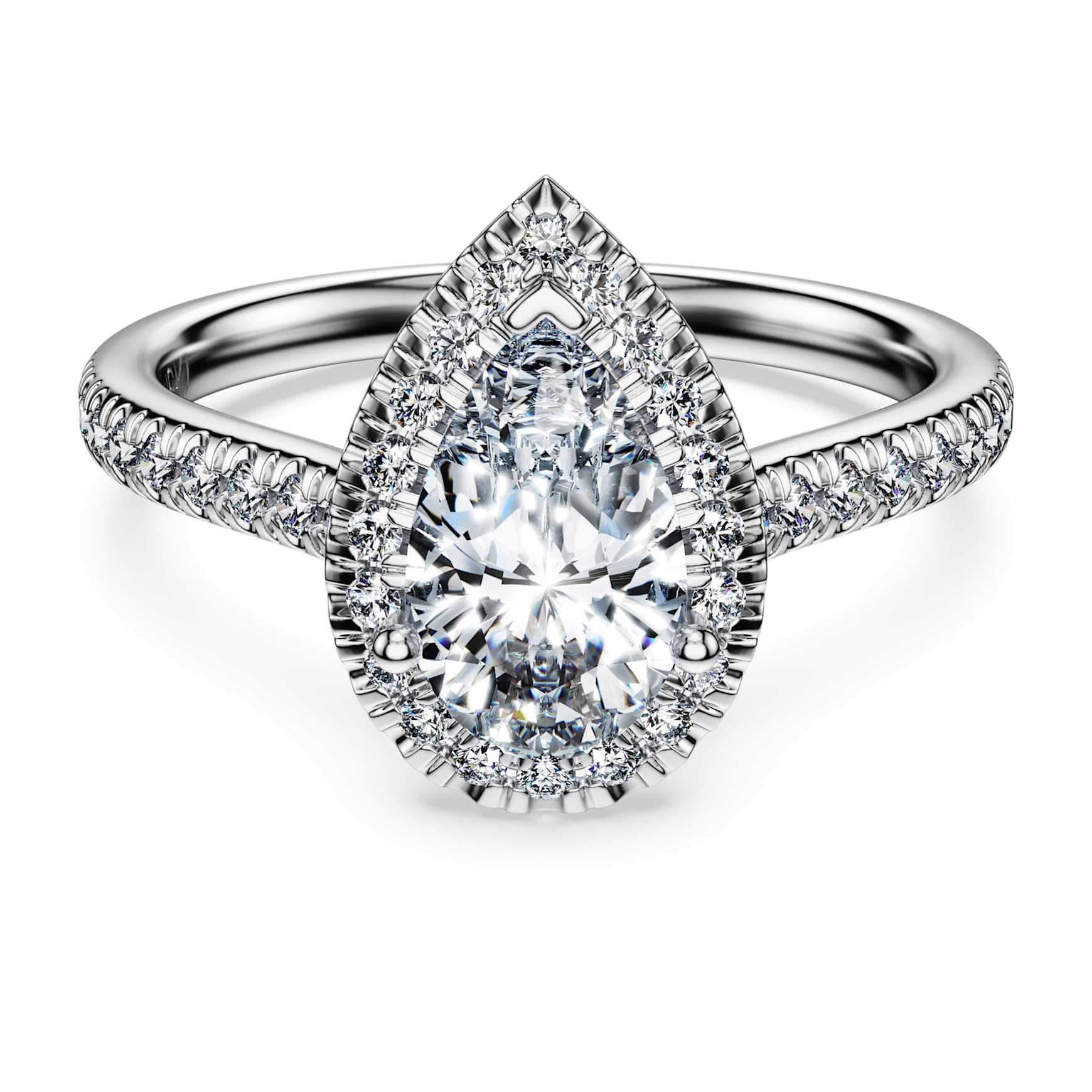 Eternity halo solitaire ring, Lab-grown diamonds 1.3 ct tw, Mixed shapes, 14K white gold by SWAROVSKI