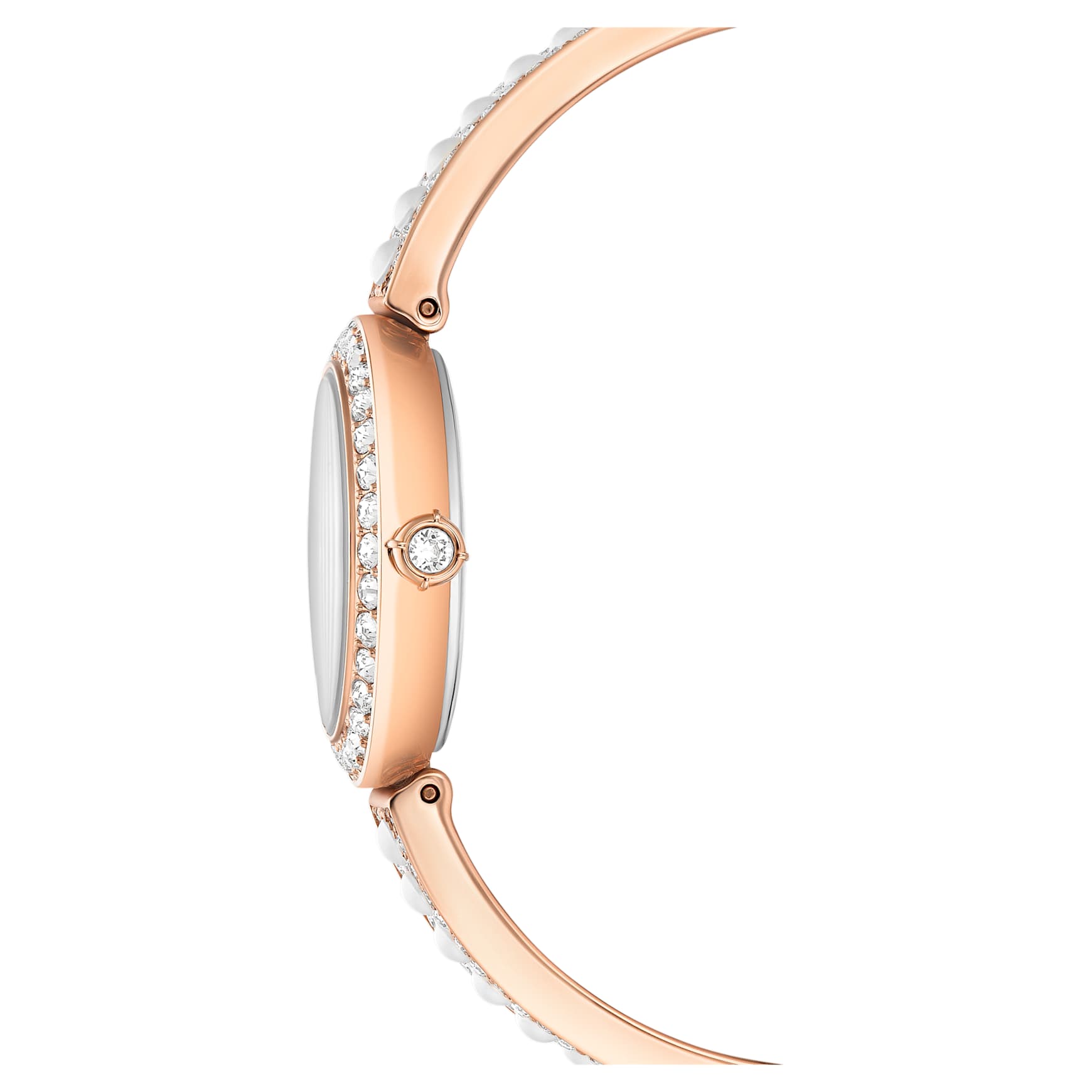 Matrix pearl bangle bangle watch, Swiss Made, Crystal bracelet, White, Rose gold-tone finish by SWAROVSKI