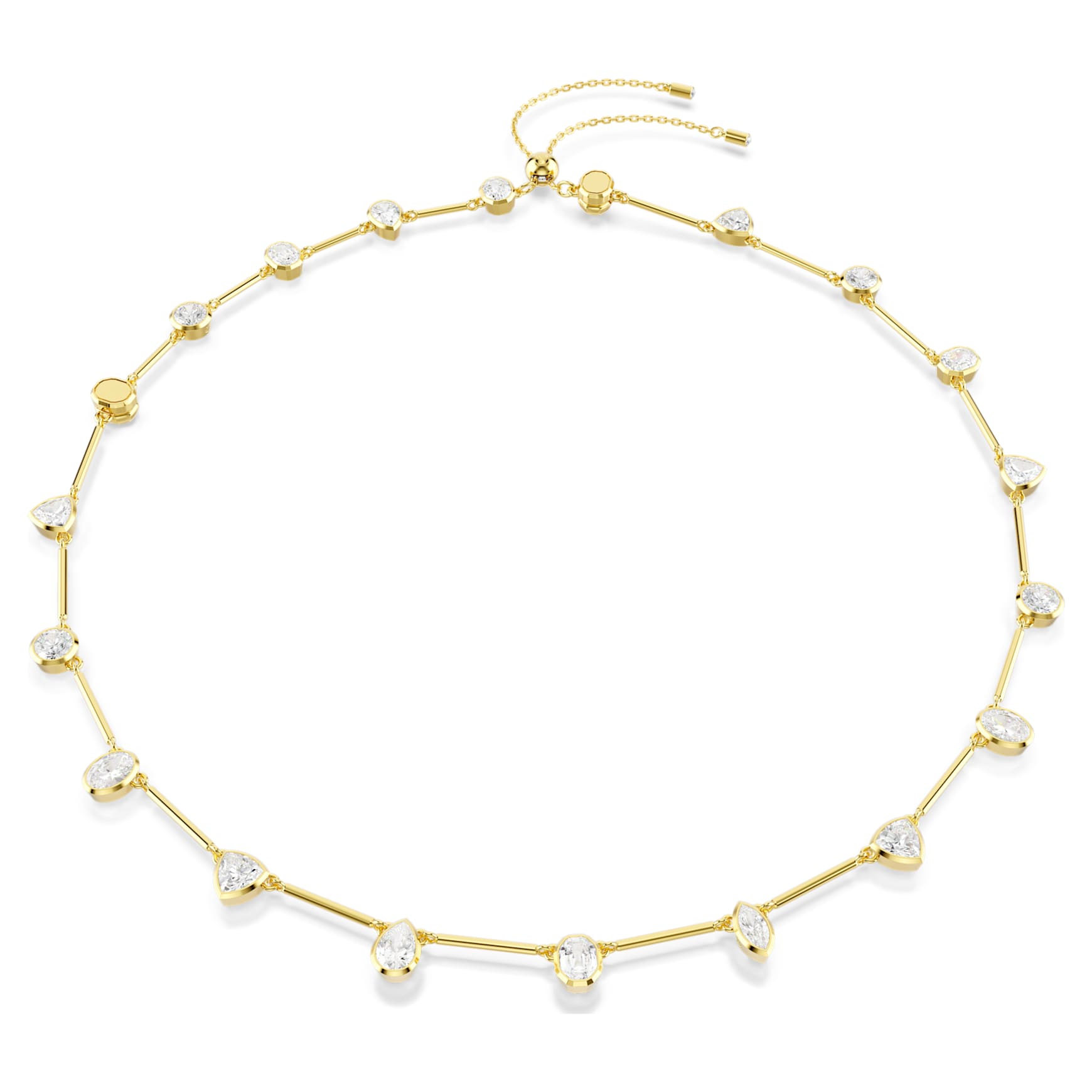 Imber necklace, Magnetic closure, Mixed cuts, White, 18K gold finish