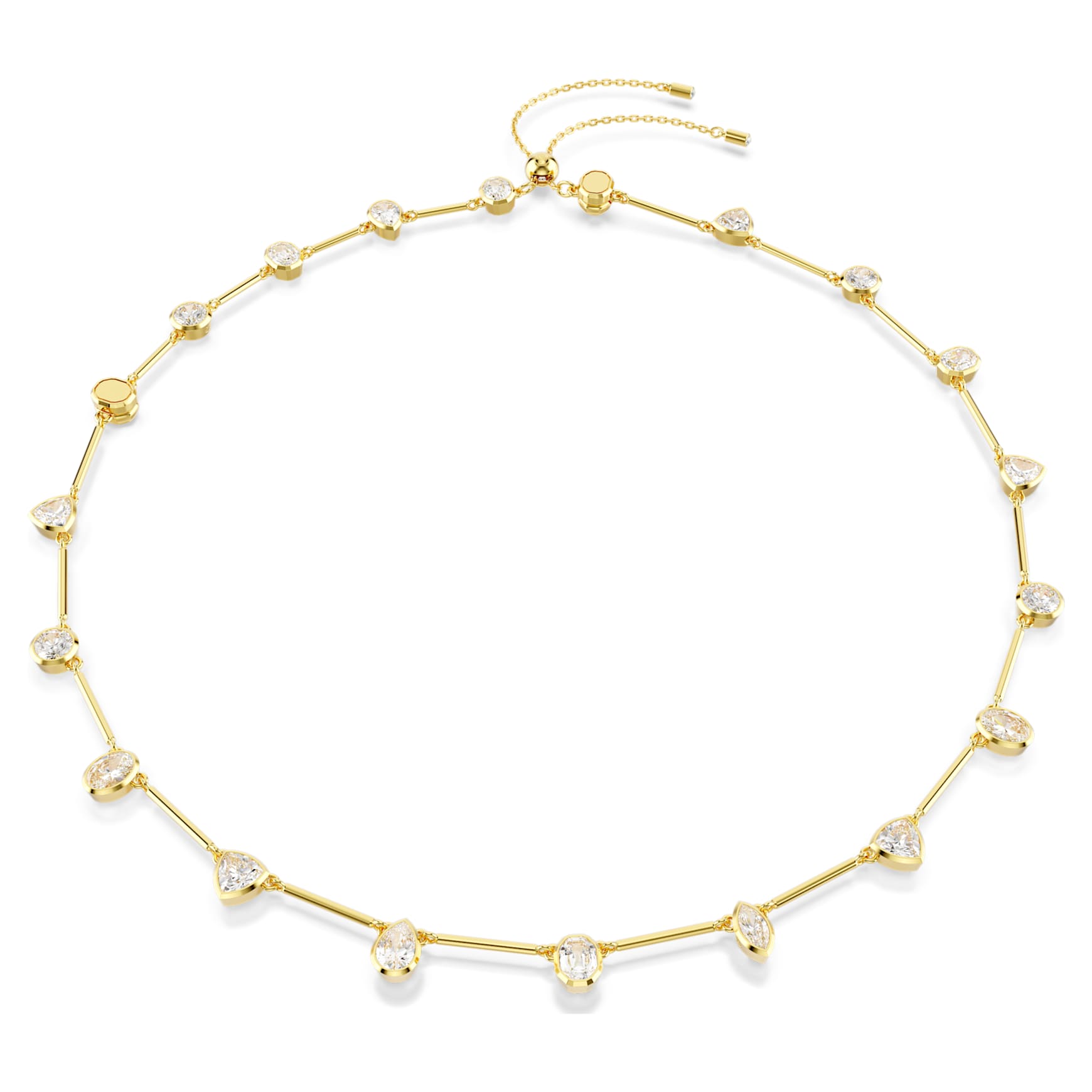 Imber necklace, Magnetic closure, Mixed cuts, White, Gold-tone plated by SWAROVSKI