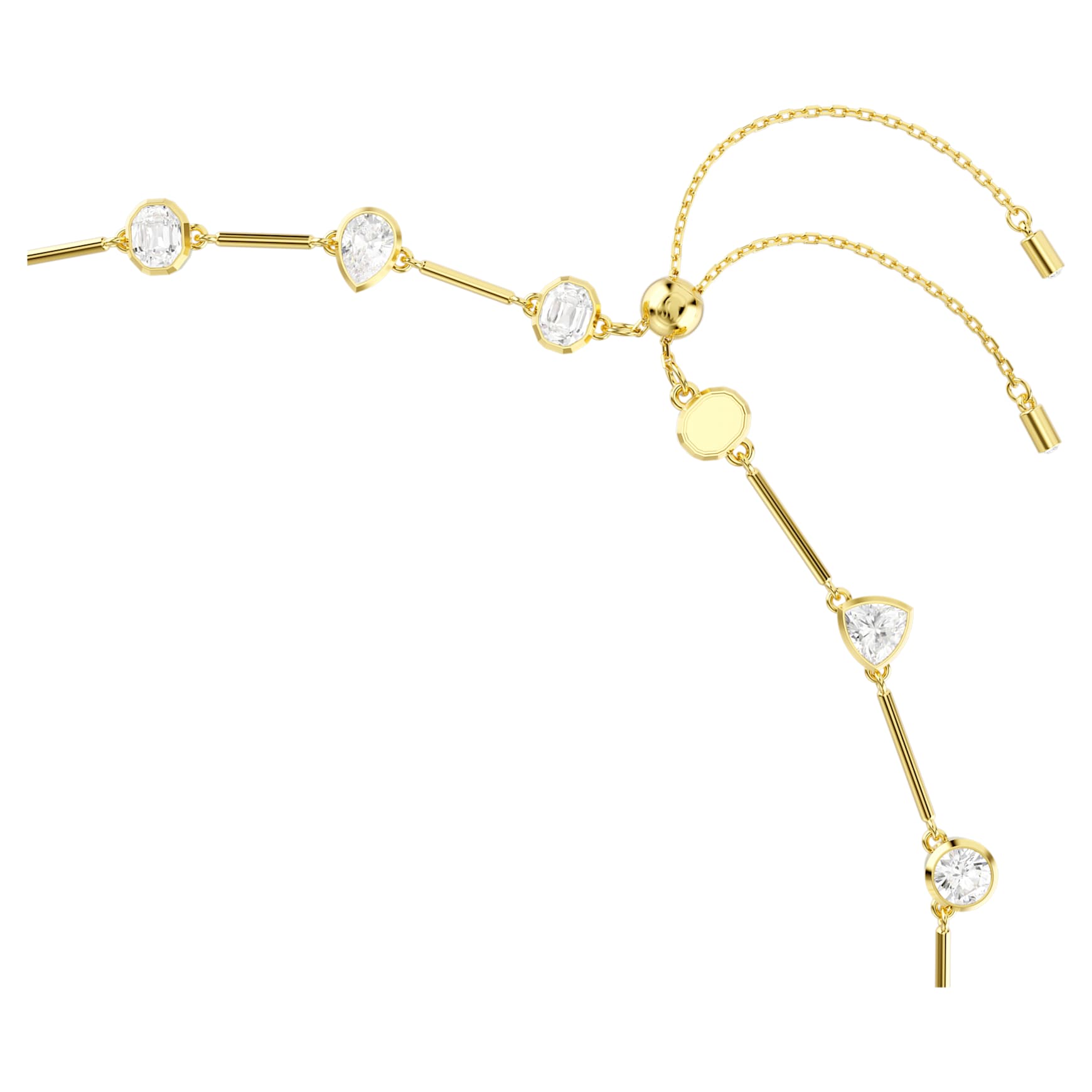 Imber necklace, Magnetic closure, Mixed cuts, White, 18K gold finish