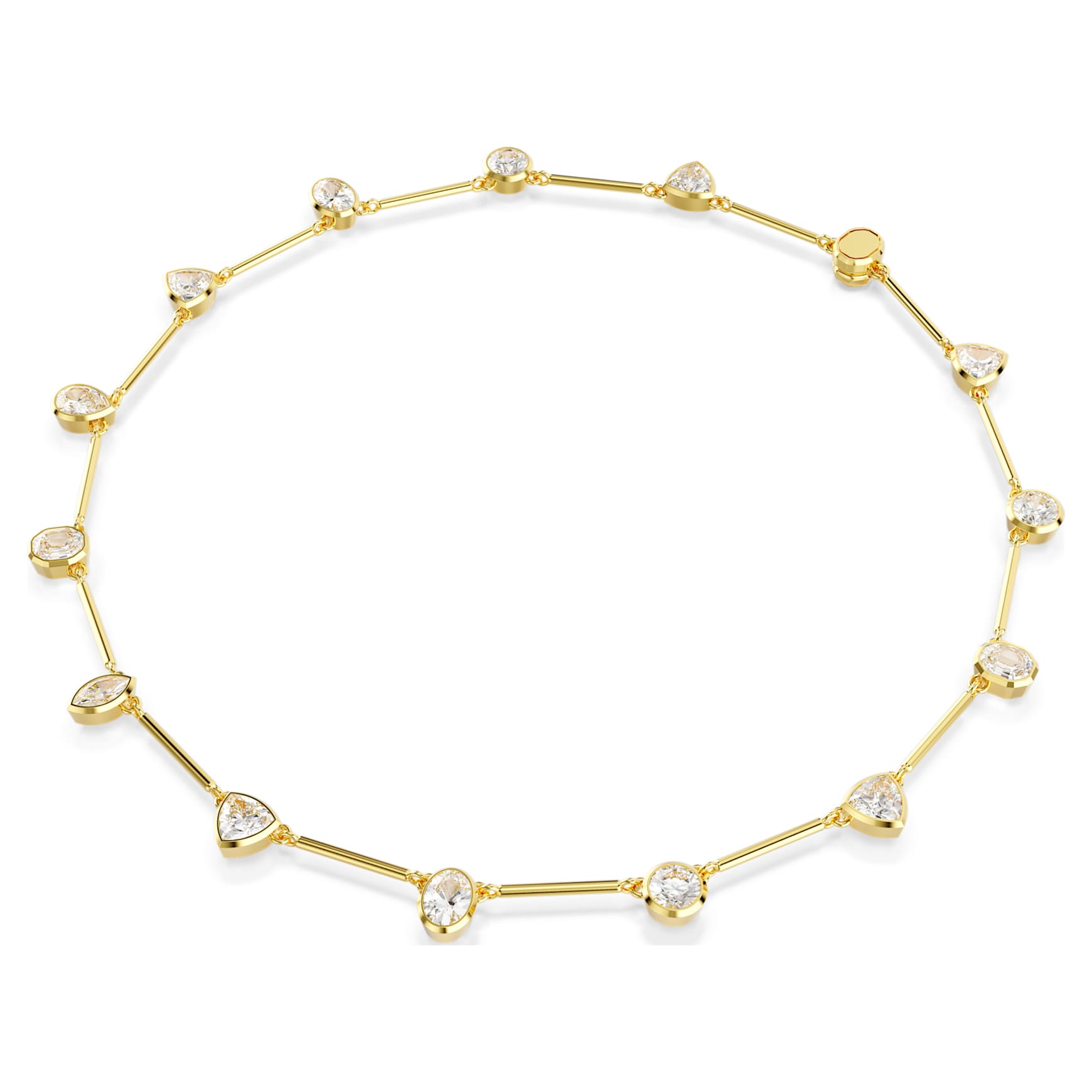 Imber necklace, Magnetic closure, Mixed cuts, White, Gold-tone plated by SWAROVSKI