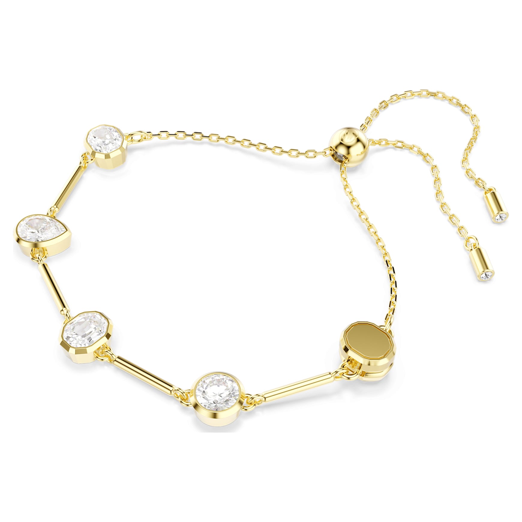 Imber necklace, Magnetic closure, Mixed cuts, White, 18K gold finish