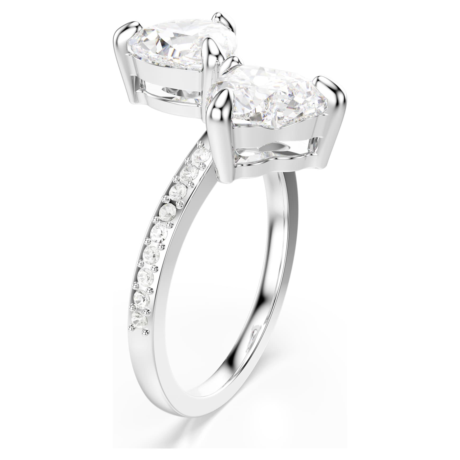 Mesmera open ring, Heart cut, Pavé, White, Rhodium plated by SWAROVSKI