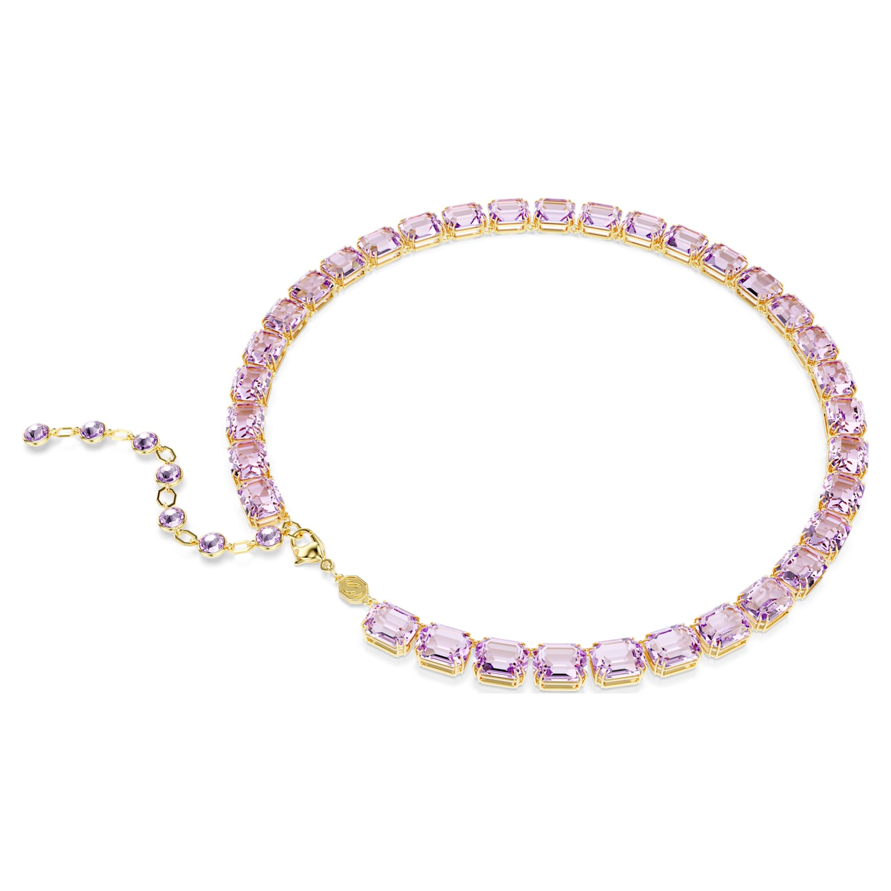 Millenia necklace, Octagon cut, Purple, Gold-tone plated by SWAROVSKI