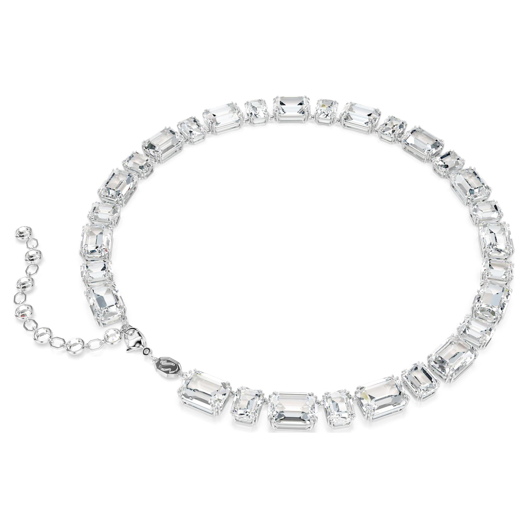 Millenia necklace, Octagon cut, White, Rhodium plated by SWAROVSKI