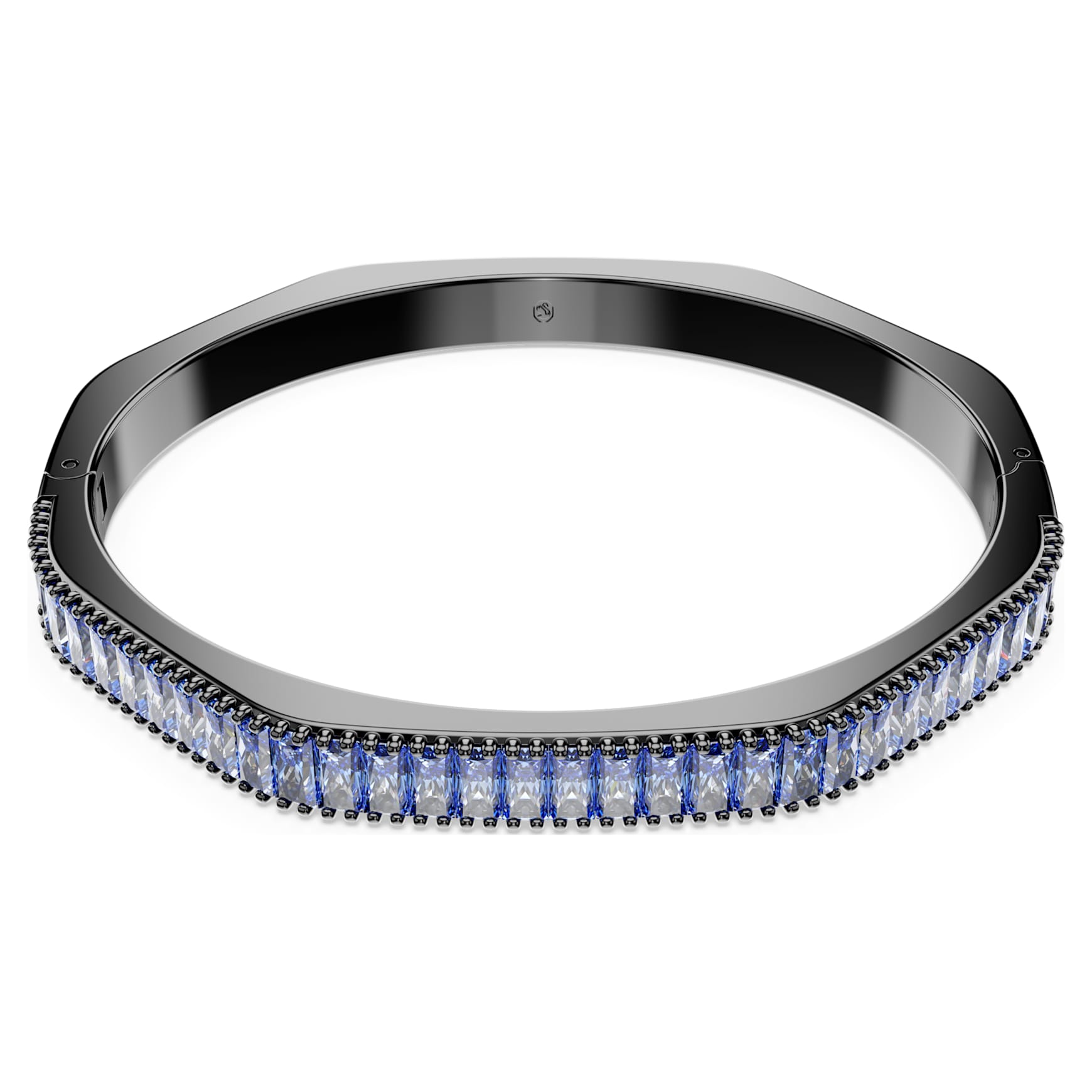 Matrix bangle, Baguette cut, Blue, Ruthenium plated