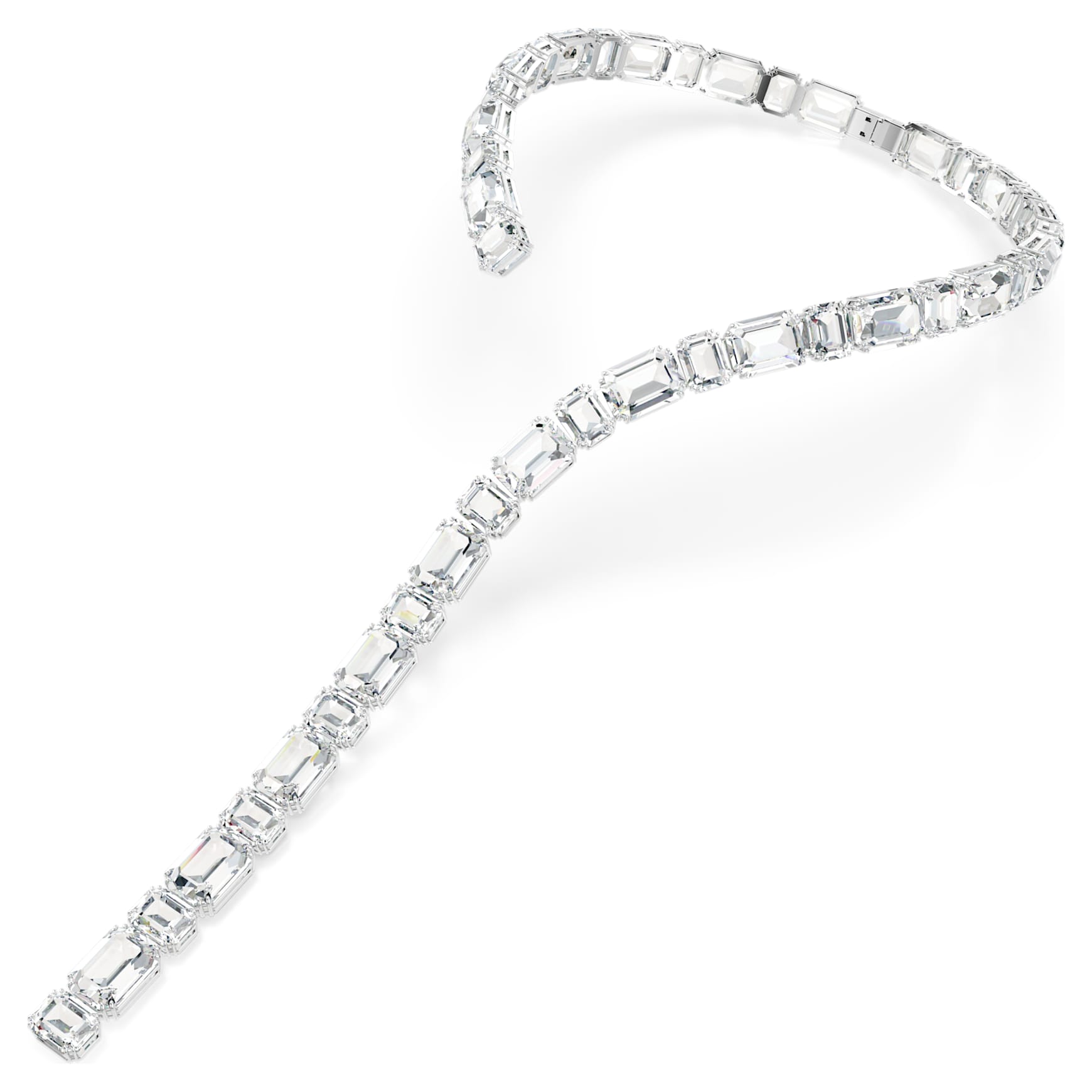 Millenia necklace, Octagon cut, White, Rhodium plated by SWAROVSKI
