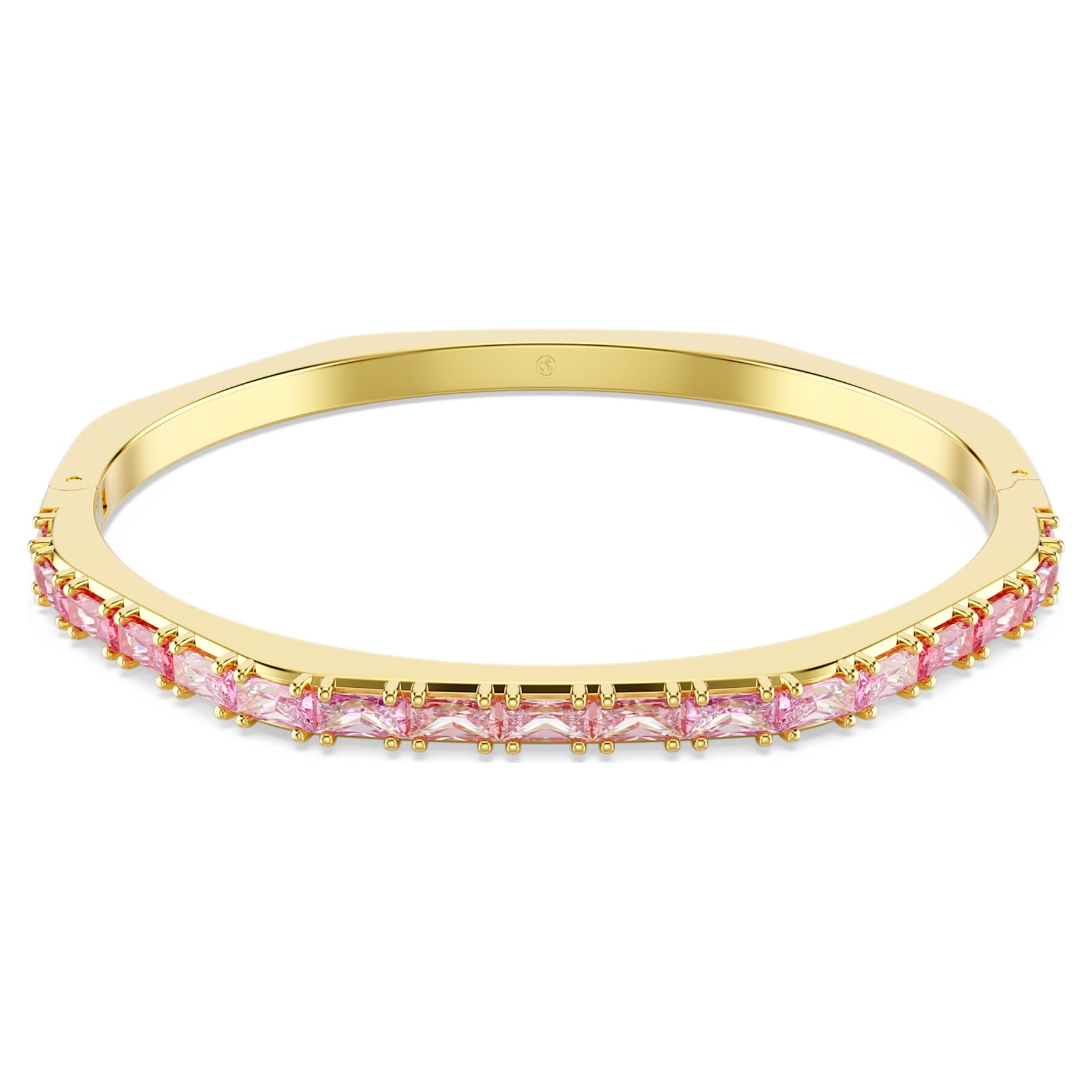 Matrix bangle, Baguette cut, Octagon shape, Pink, 18K gold finish