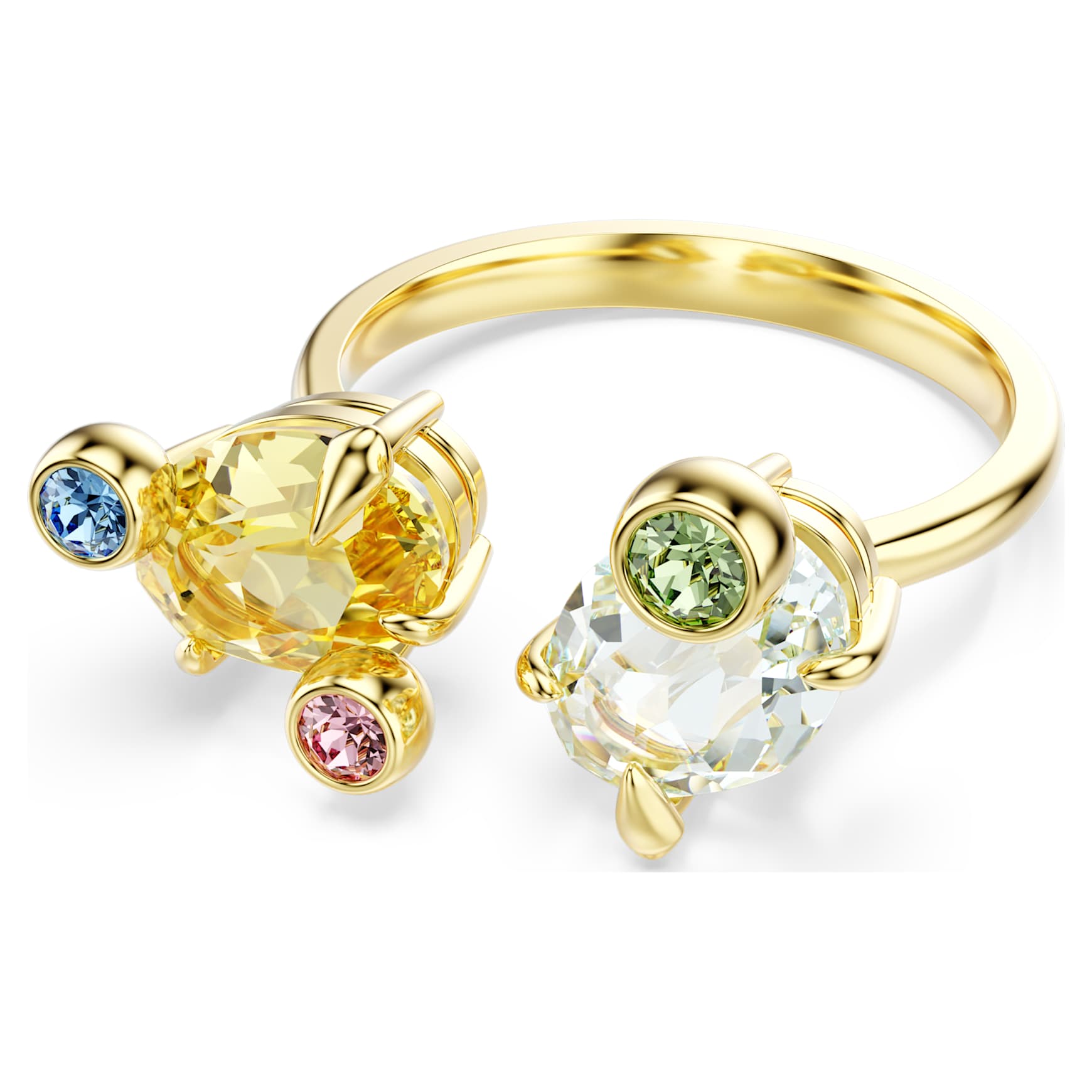 Gema ring, Set (3), Mixed cuts, Multicoloured, Gold-tone plated by SWAROVSKI