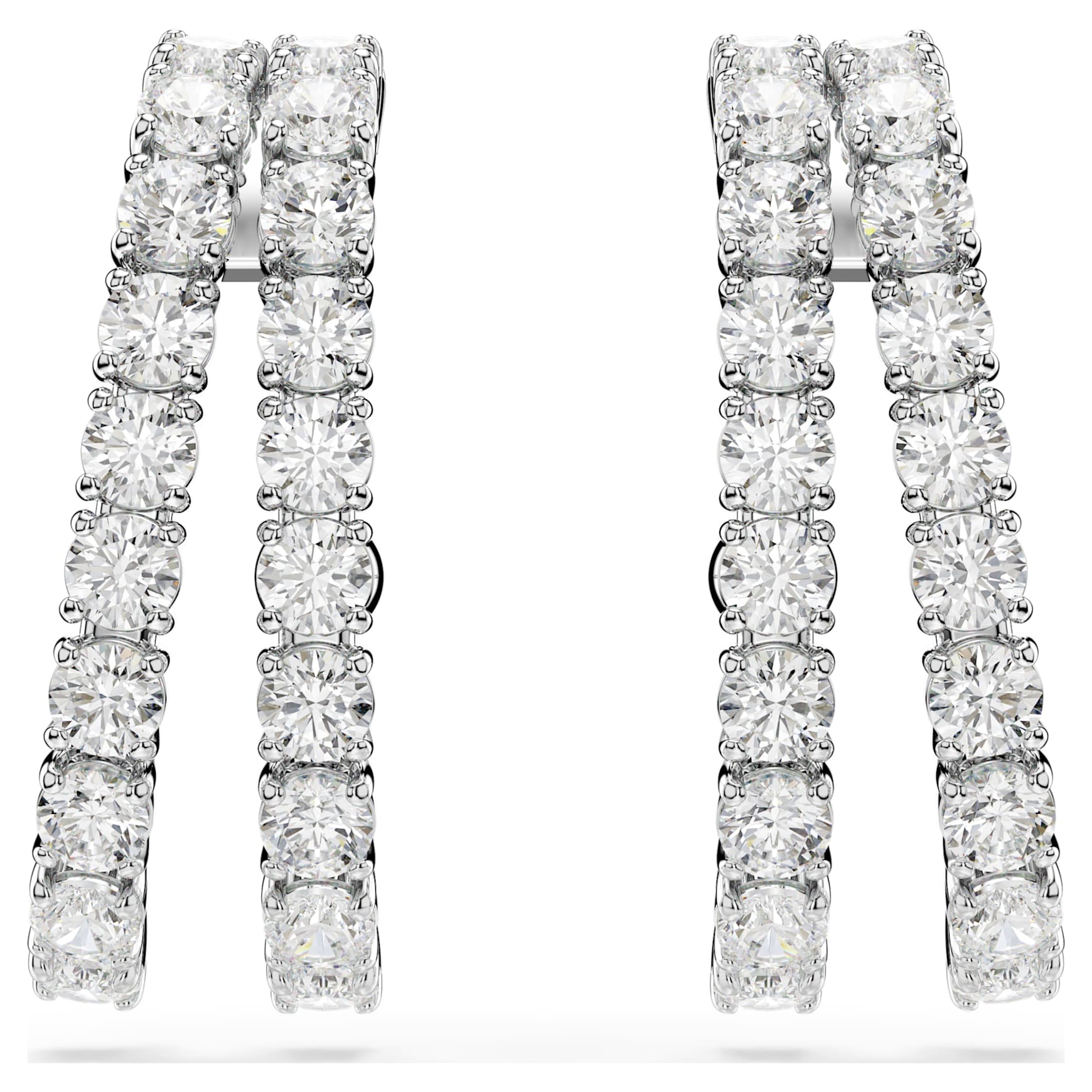 Matrix ear cuffs, Round cut, White, Rhodium plated by SWAROVSKI
