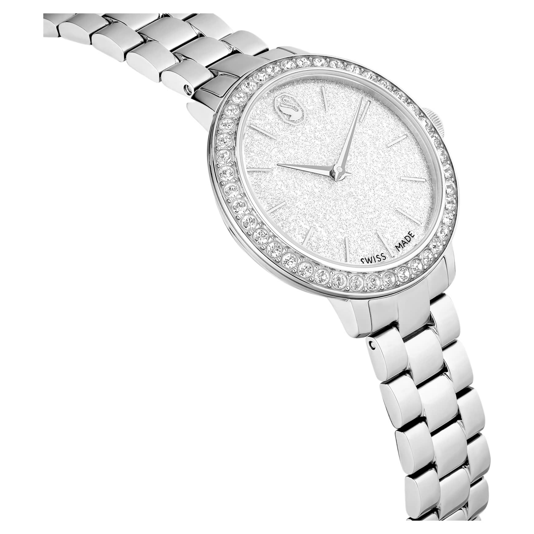 Matrix 3-link watch, Swiss Made, Metal bracelet, Silver Tone, Stainless steel by SWAROVSKI