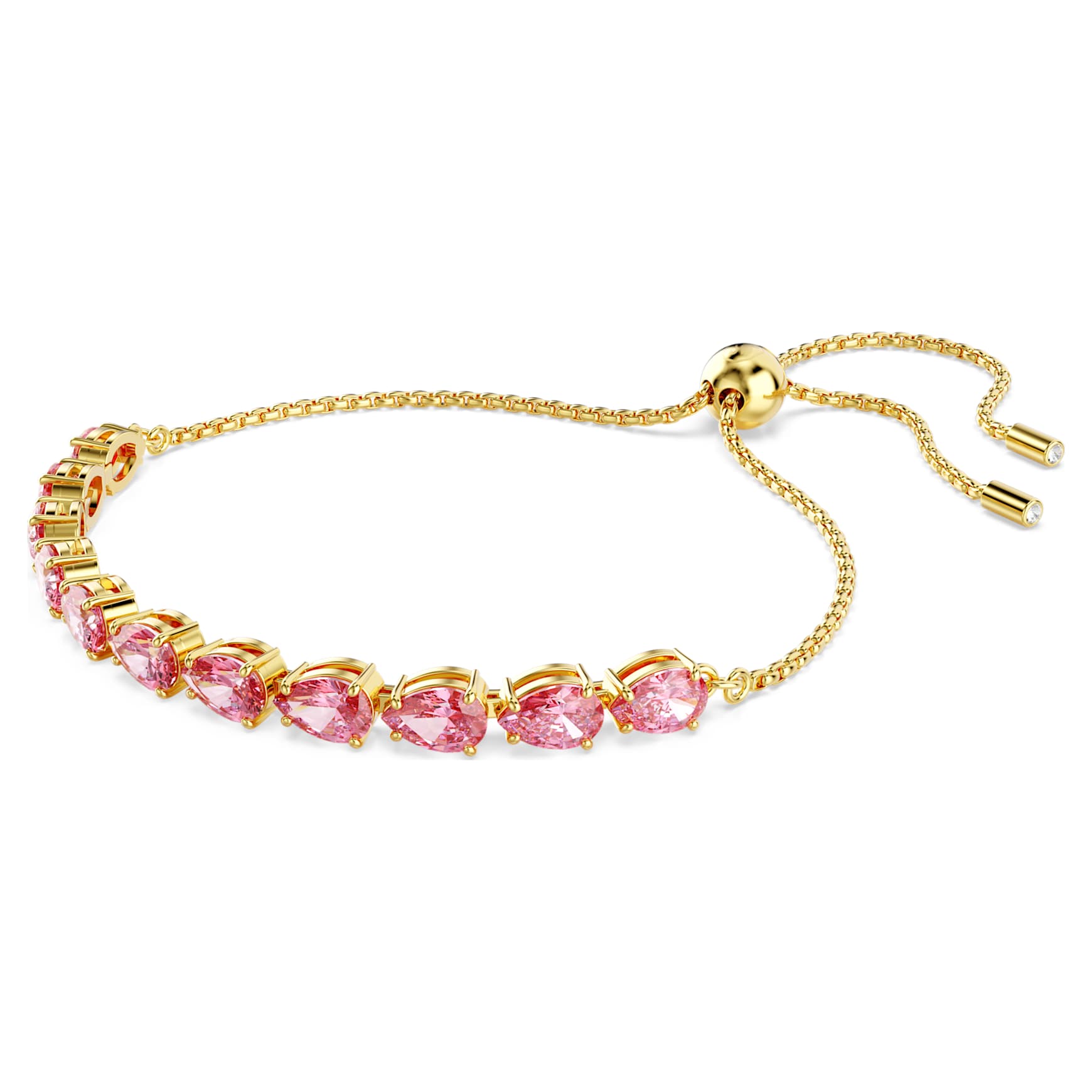 Matrix bracelet, Pear cut, Pink, Gold-tone plated by SWAROVSKI