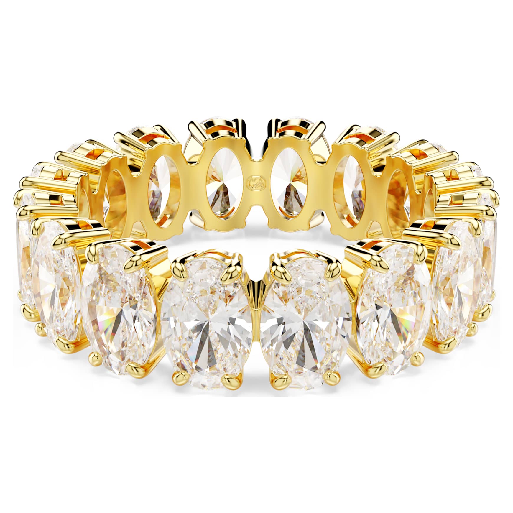 Matrix ring, Oval cut, White, Gold-tone plated by SWAROVSKI