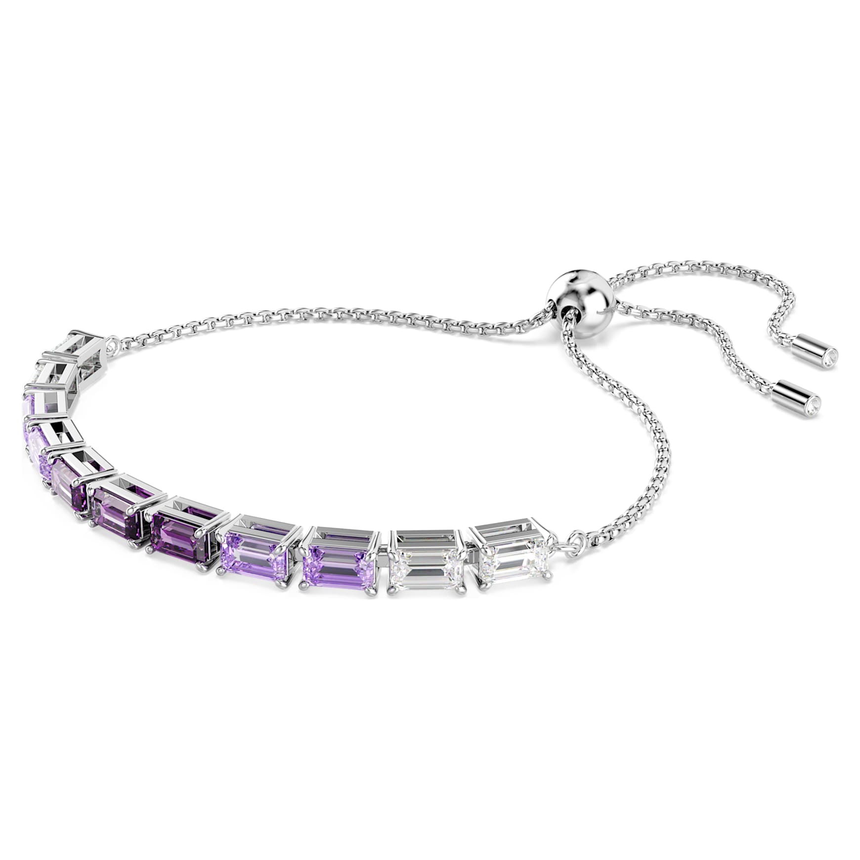 Matrix bracelet, Baguette cut, Purple, Rhodium plated by SWAROVSKI