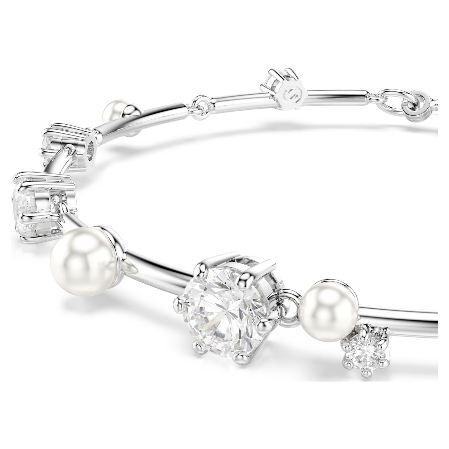 Constella bracelet, Crystal pearl, Round cuts, White