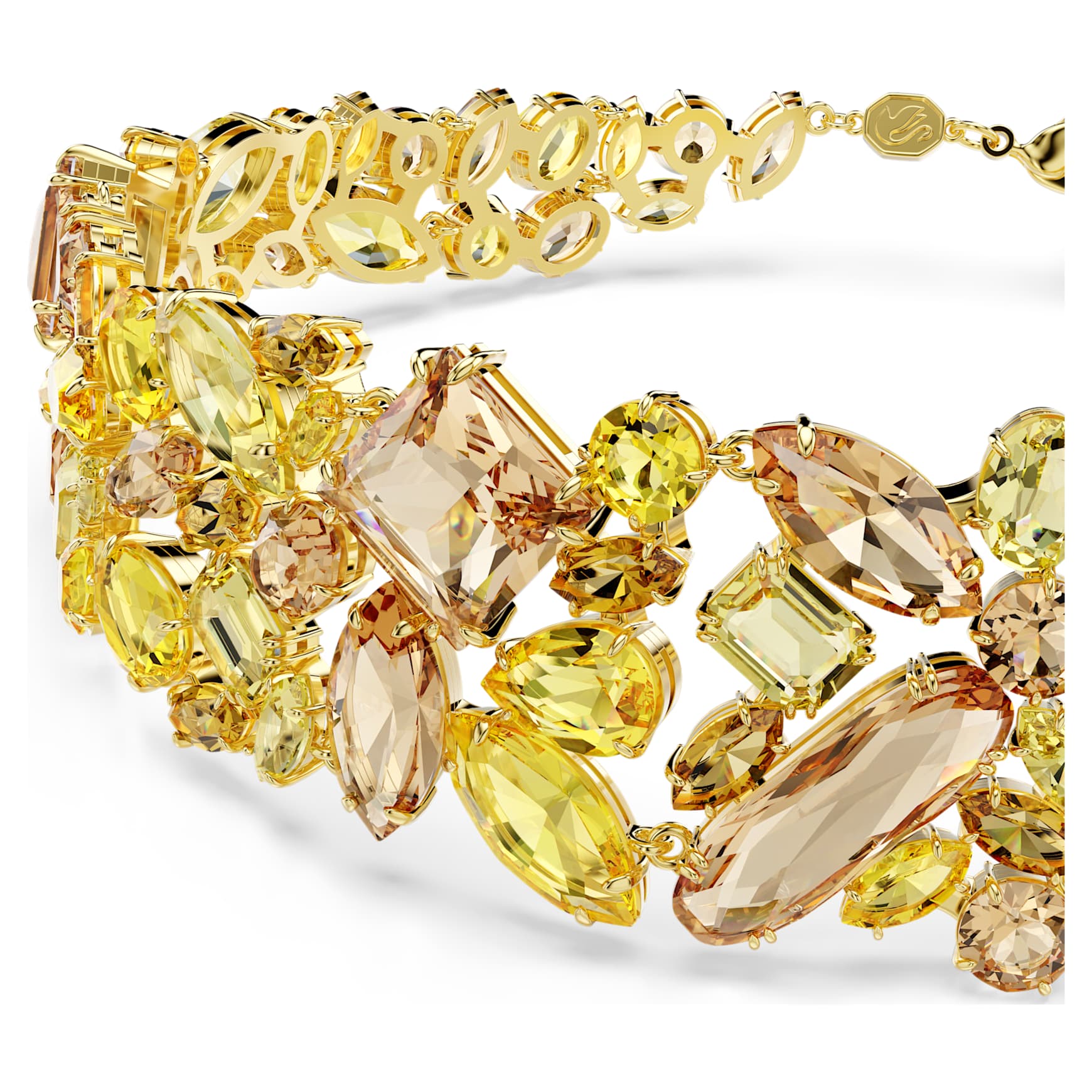 Gema choker, Mixed cuts, Yellow, 18K gold finish
