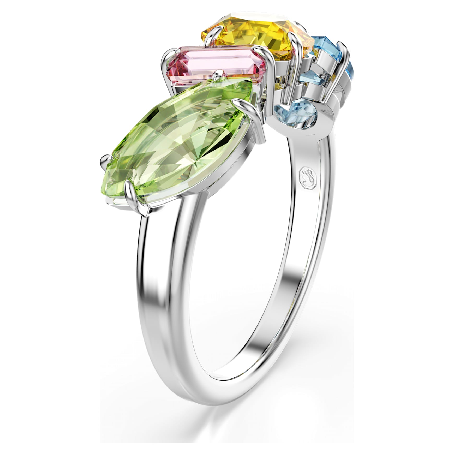 Gema ring, Mixed cuts, Multicoloured, Rhodium plated