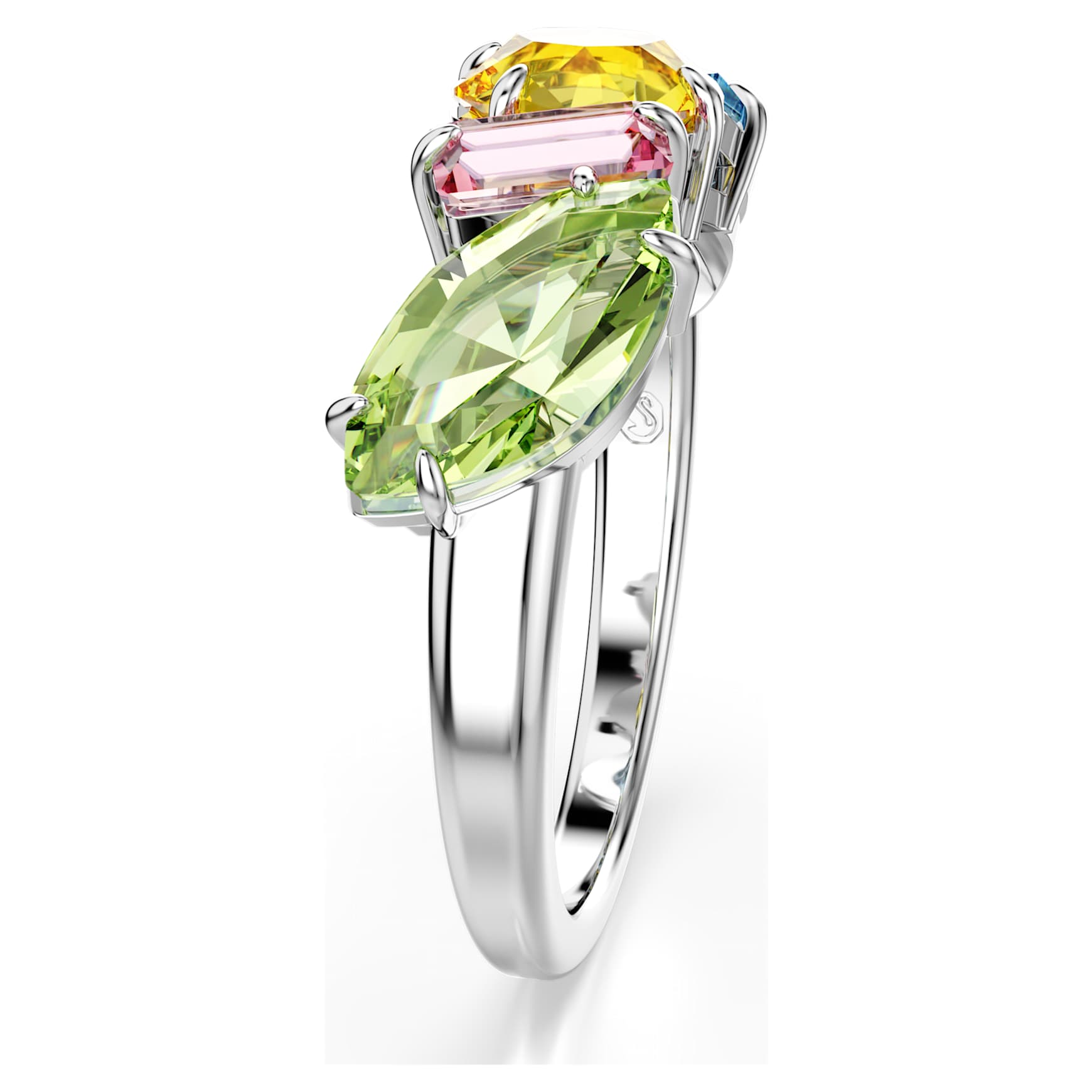 Gema ring, Mixed cuts, Multicoloured, Rhodium plated