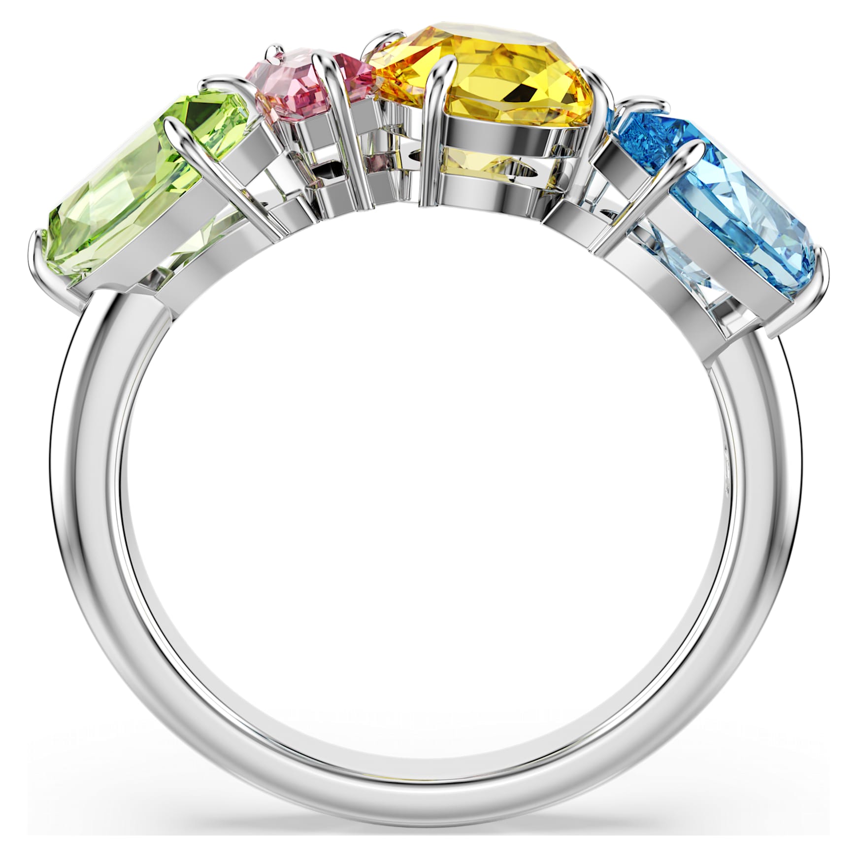 Gema ring, Mixed cuts, Multicoloured, Rhodium plated