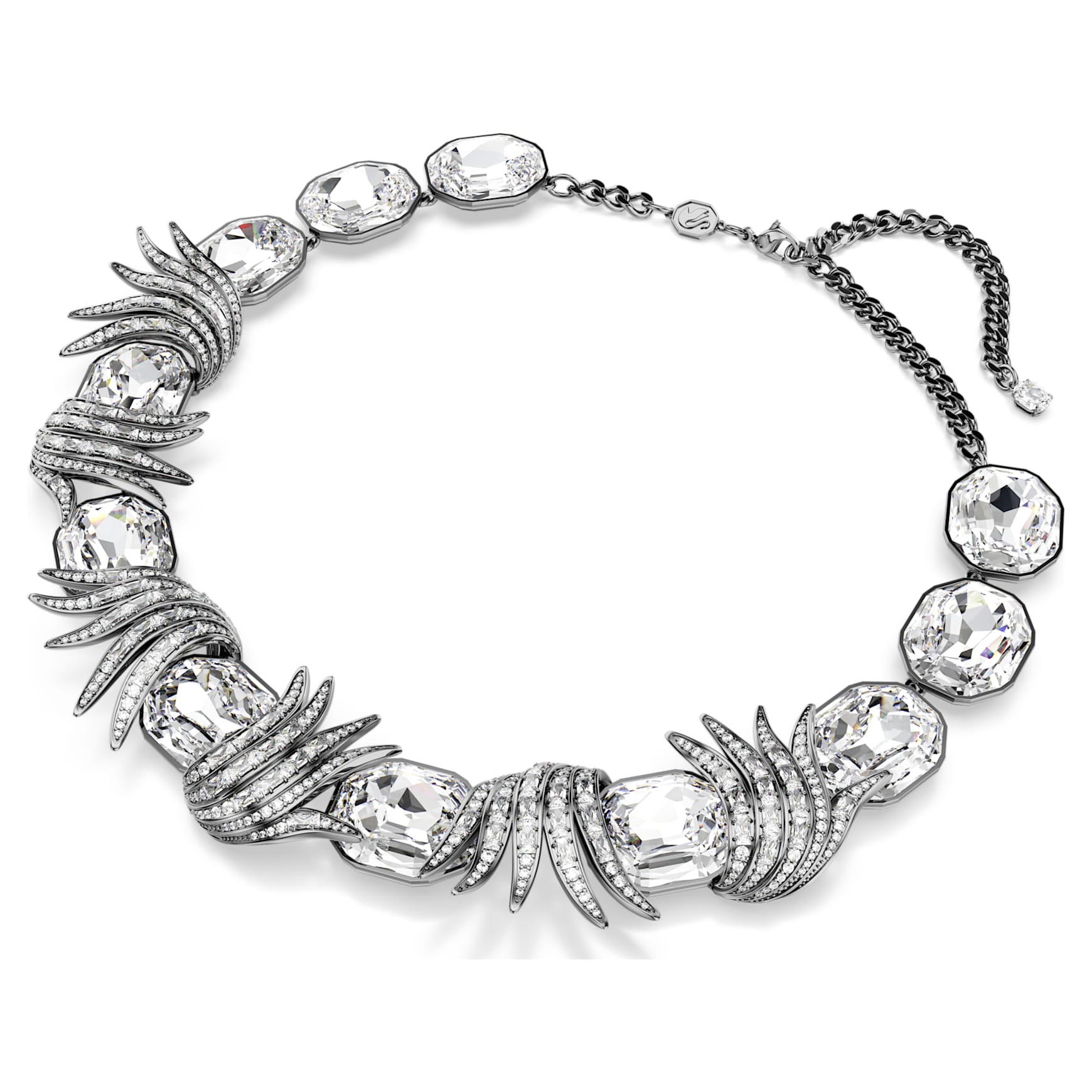 The Vienna Collection necklace, Feather, White, Ruthenium plated by SWAROVSKI