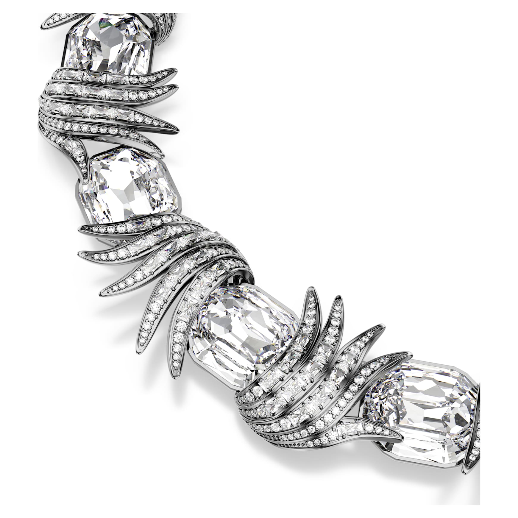 The Vienna Collection necklace, Feather, White, Ruthenium plated by SWAROVSKI
