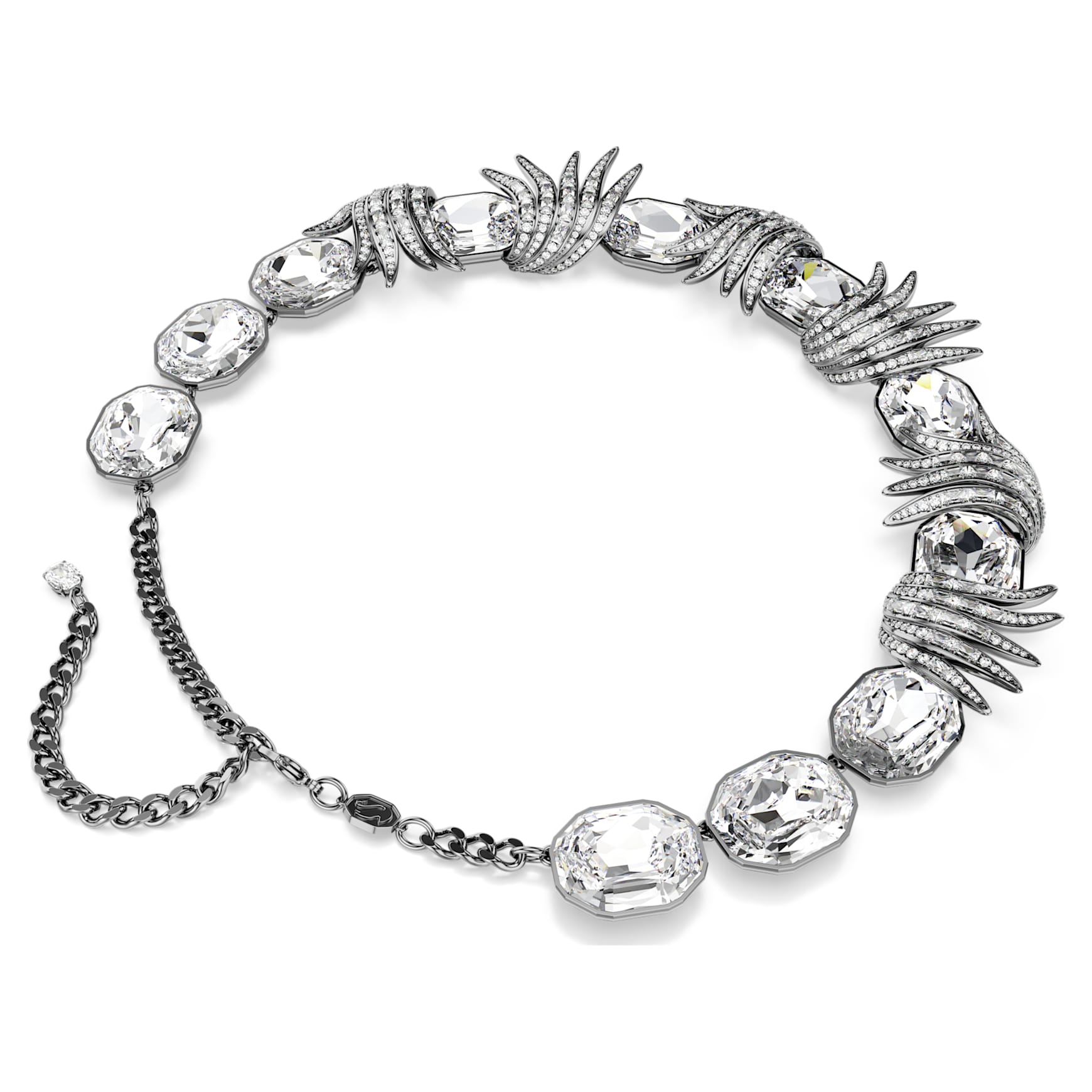 The Vienna Collection necklace, Feather, White, Ruthenium plated by SWAROVSKI