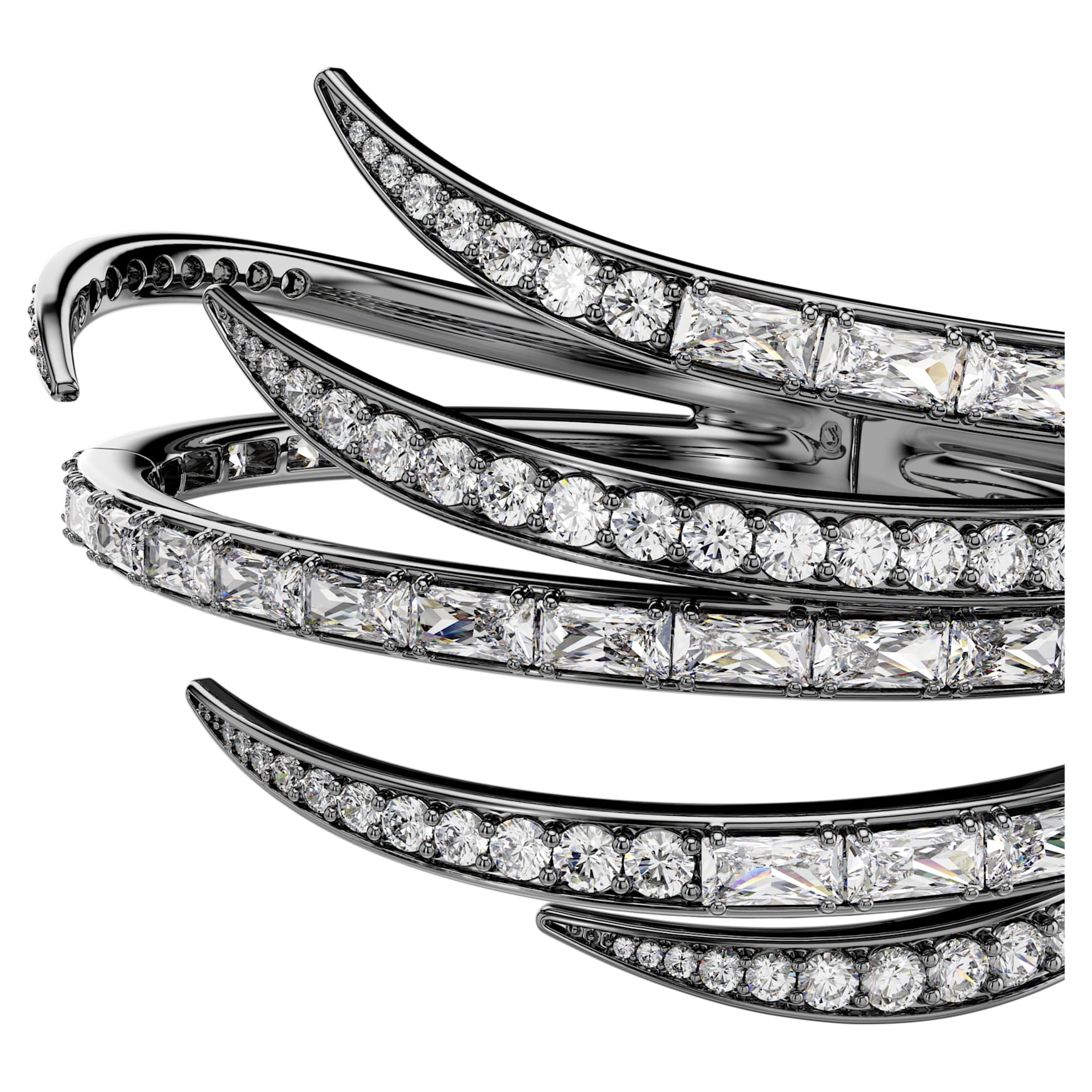 The Vienna Collection bangle, Feather, White, Ruthenium plated by SWAROVSKI