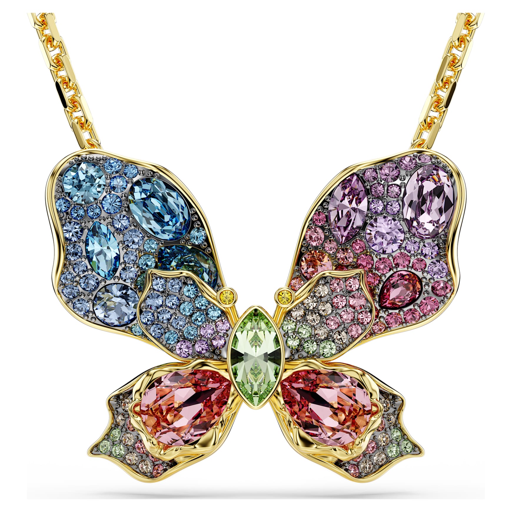 Idyllia pendant and brooch, Mixed cuts, Pavé, Butterfly, Multicoloured, Gold-tone plated by SWAROVSKI