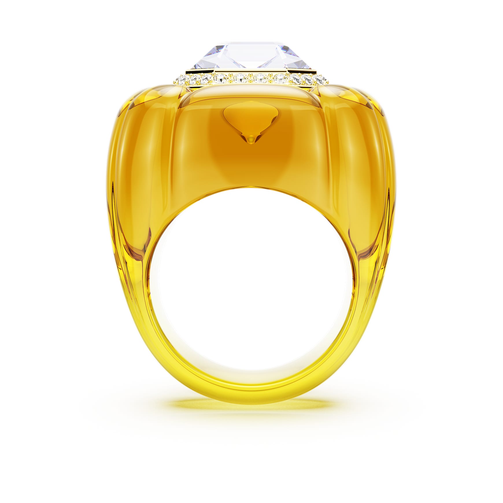 Dulcis cocktail ring, Cushion cut, Pavé, Yellow by SWAROVSKI