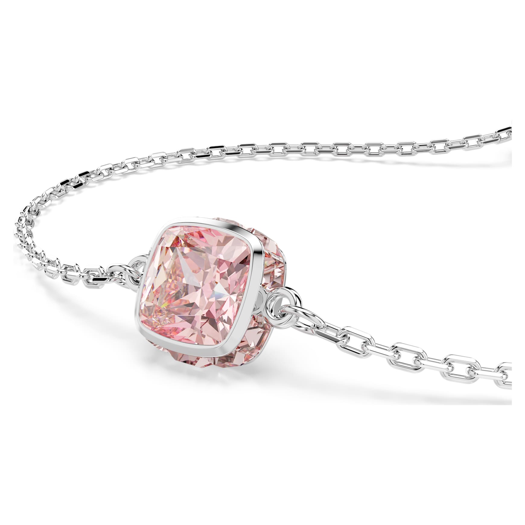 Náramek Birthstone, Čtvercový výbrus, Červen, Růžová, Pokoveno rhodiem - Swarovski, 5710518