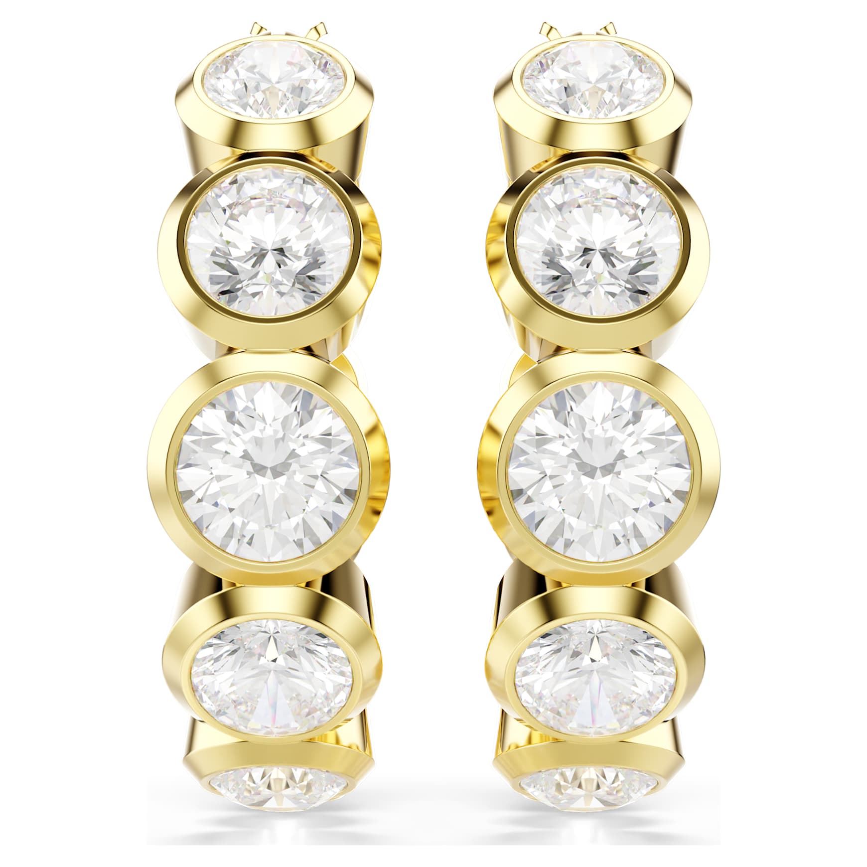 Imber hoop earrings, Round cut, White, 18K gold finish