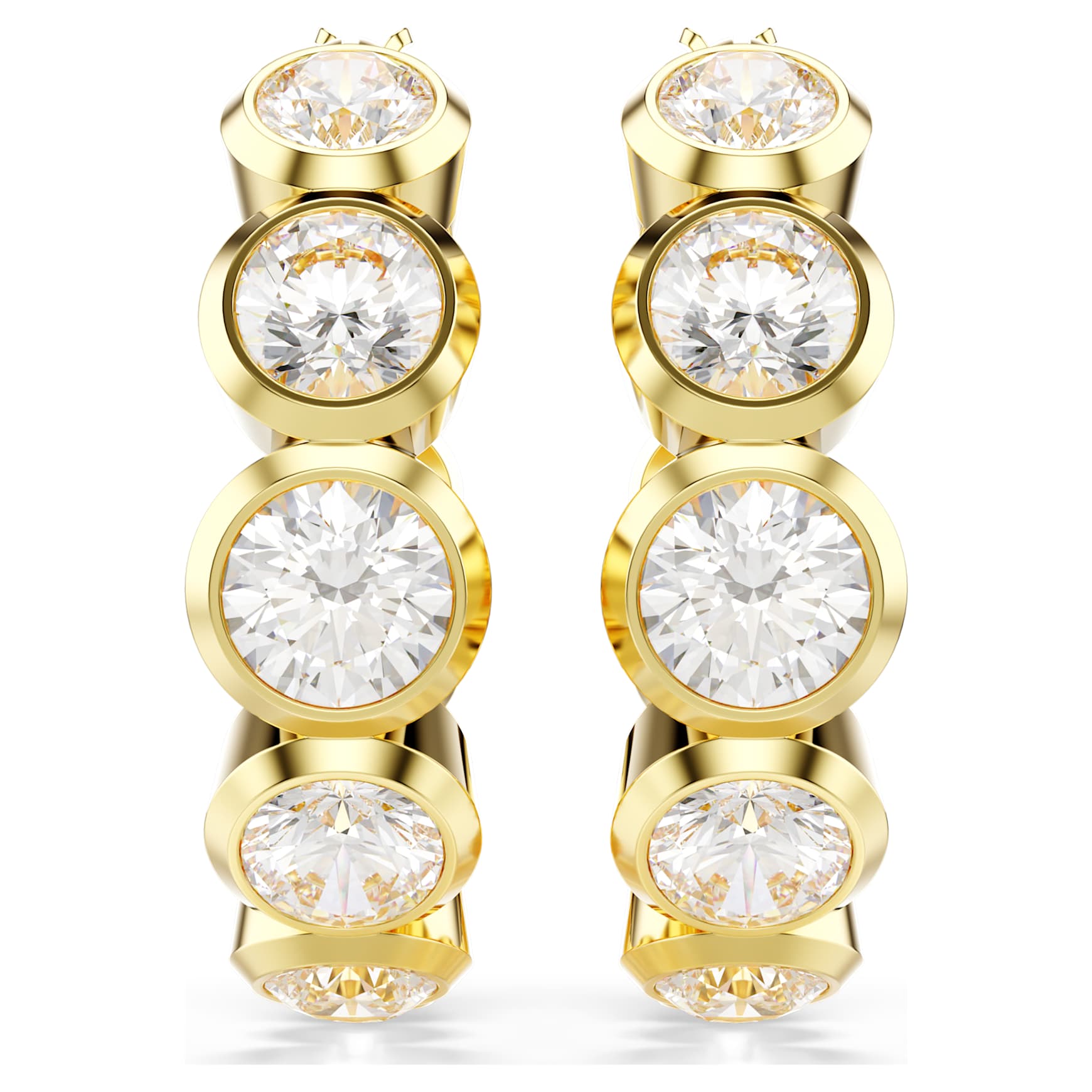 Imber hoop earrings, Round cut, White, Gold-tone plated by SWAROVSKI