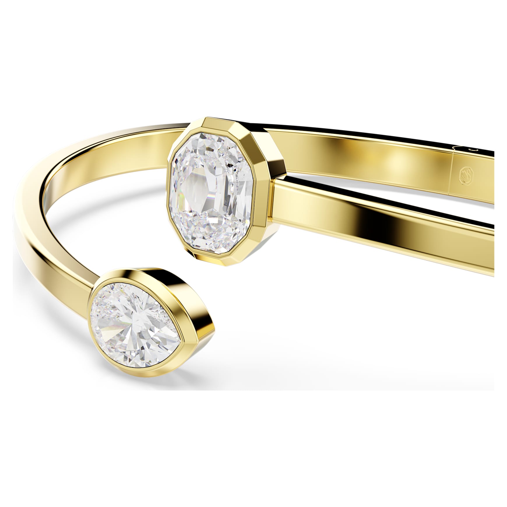 Imber bangle, Mixed cuts, White, 18K gold finish