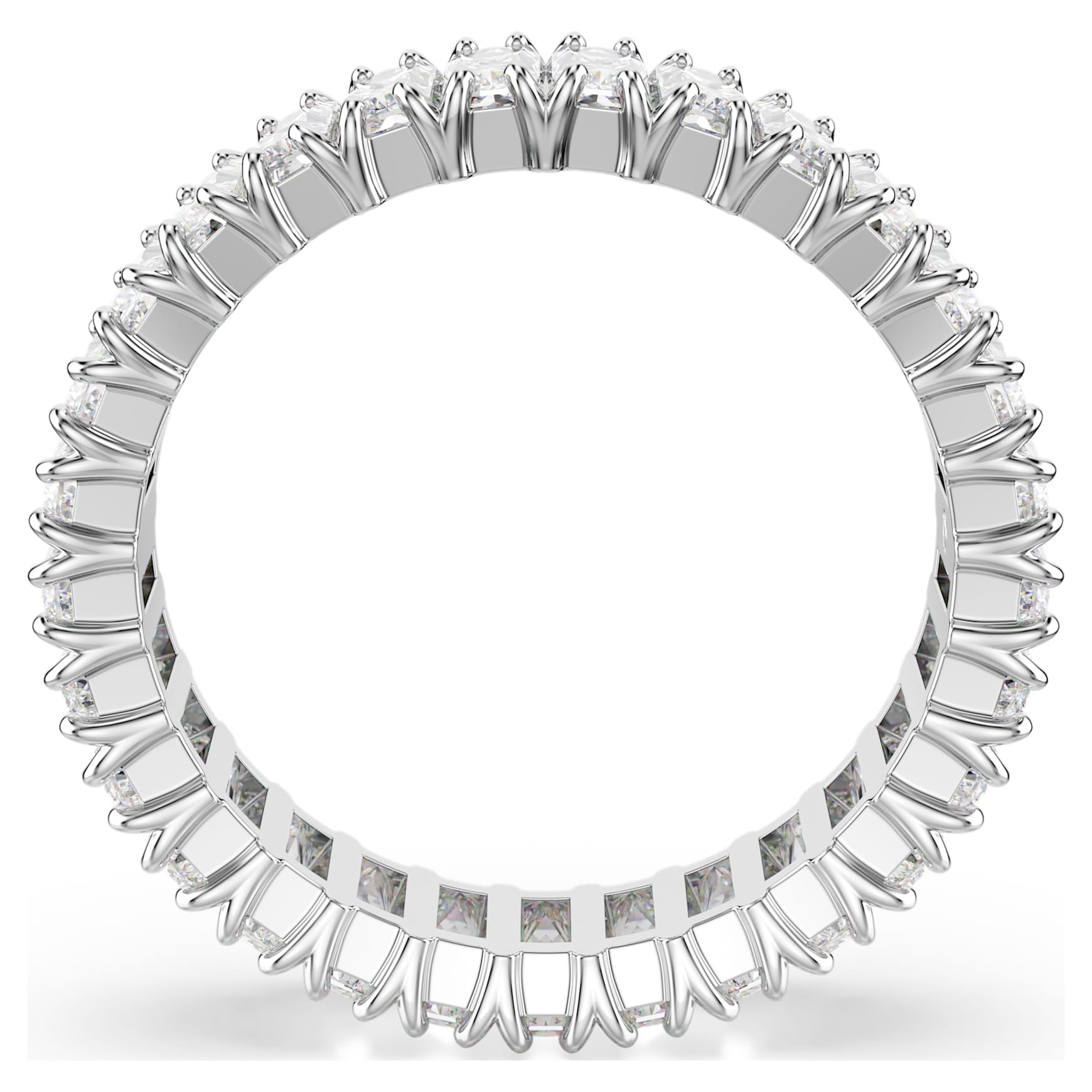 Matrix ring, Baguette cut, White, Silver-tone finish by SWAROVSKI